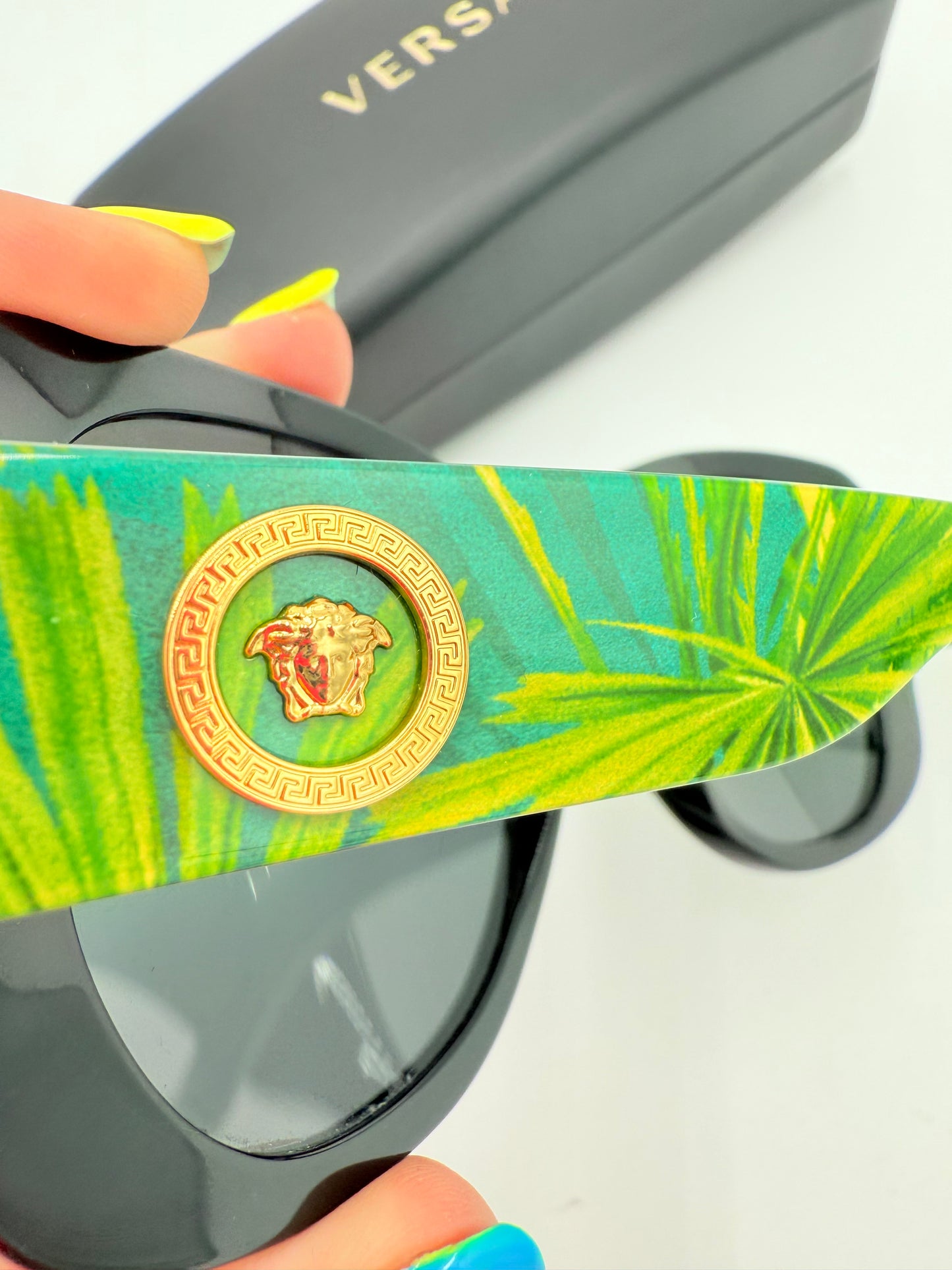 Sunglasses Luxury Designer By Versace In Green & Yellow