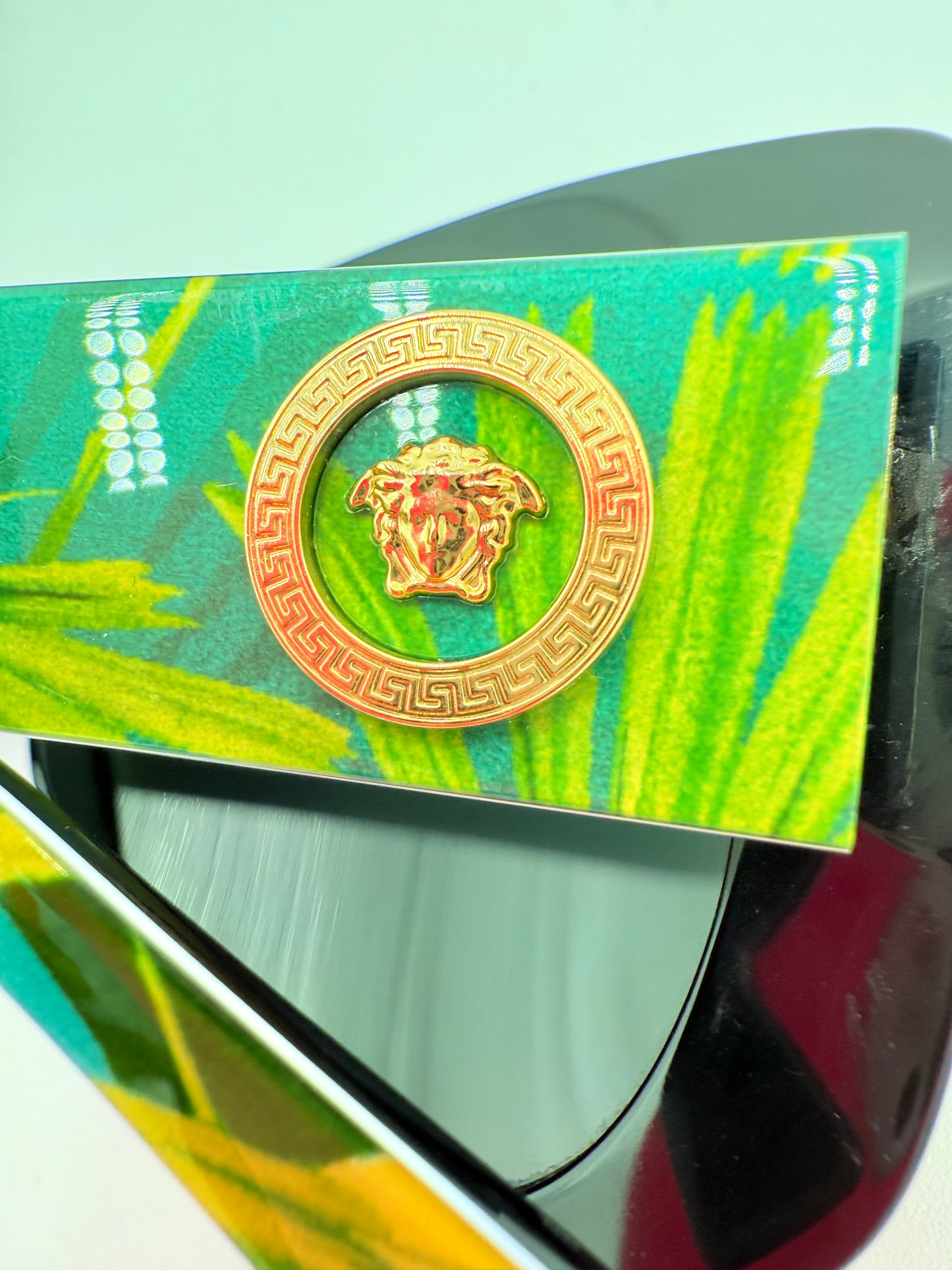 Sunglasses Luxury Designer By Versace In Green & Yellow