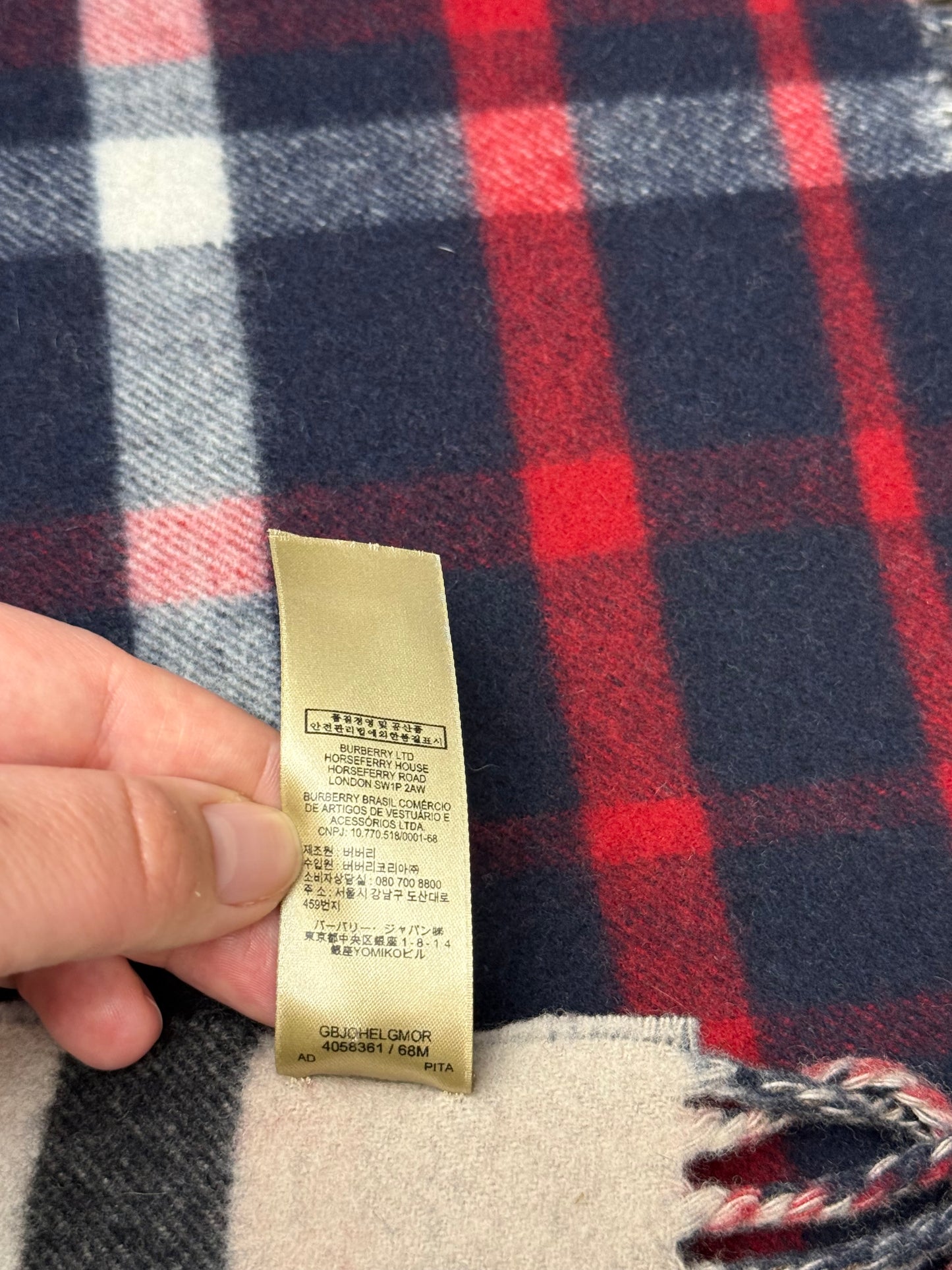 Scarf Luxury Designer By Burberry In Blue & Red