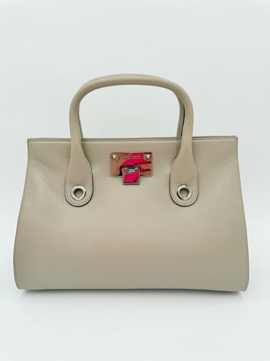 Handbag Luxury Designer By Jimmy Choo In Taupe, Size:Medium