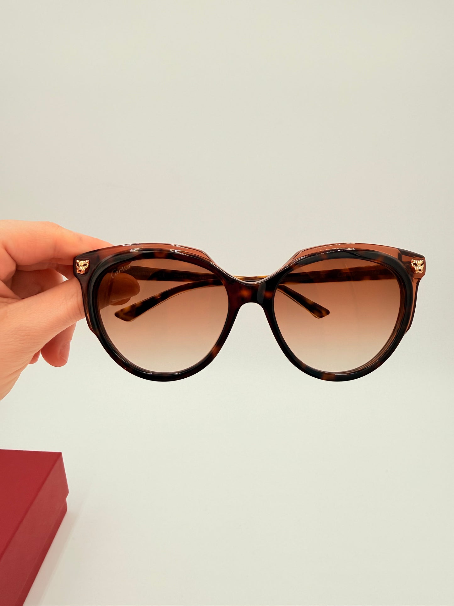 Sunglasses Luxury Designer By Cartier In Tortoise Shell Print
