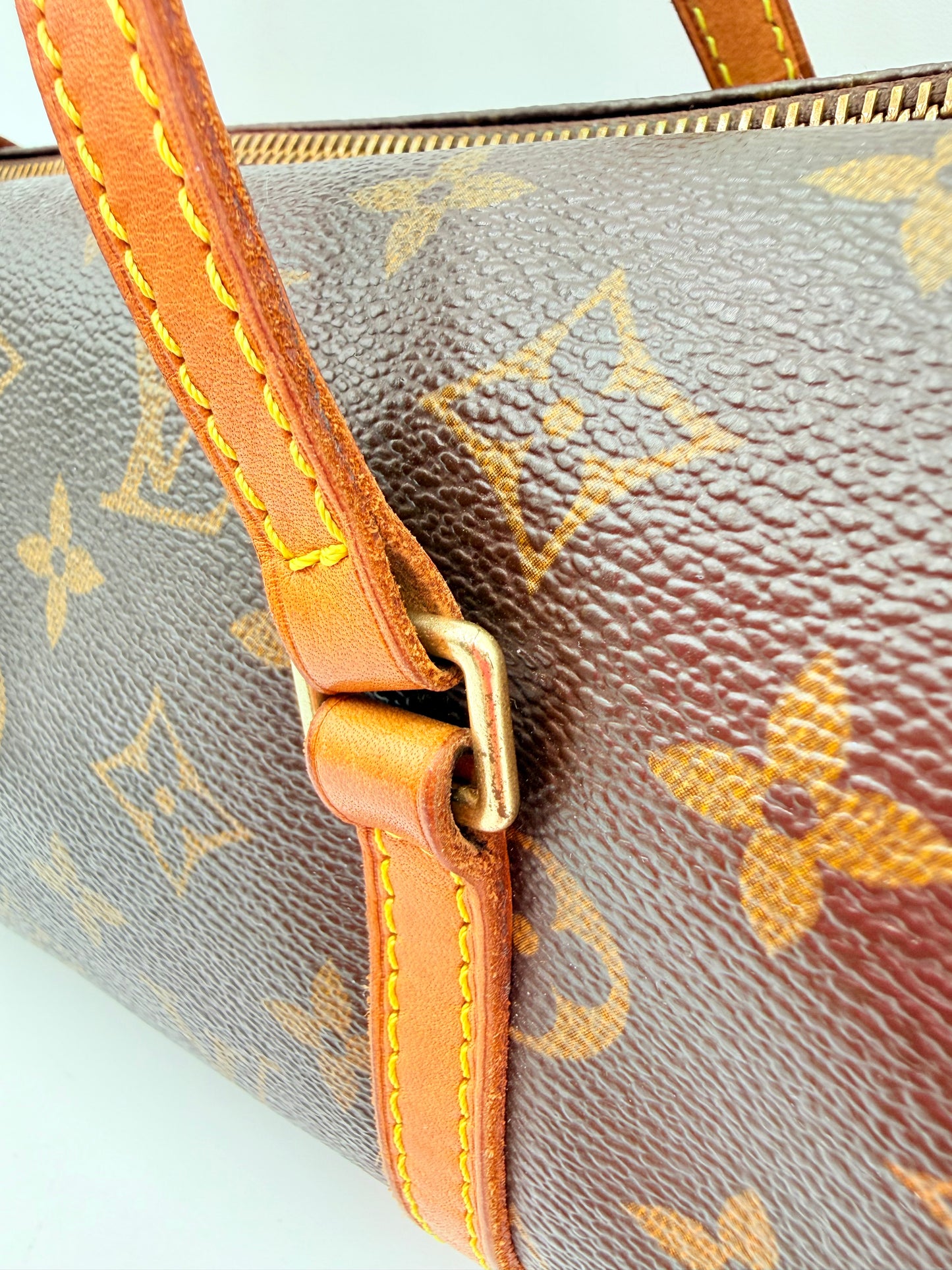 Handbag Luxury Designer By Louis Vuitton In Brown & Gold, Size:Medium