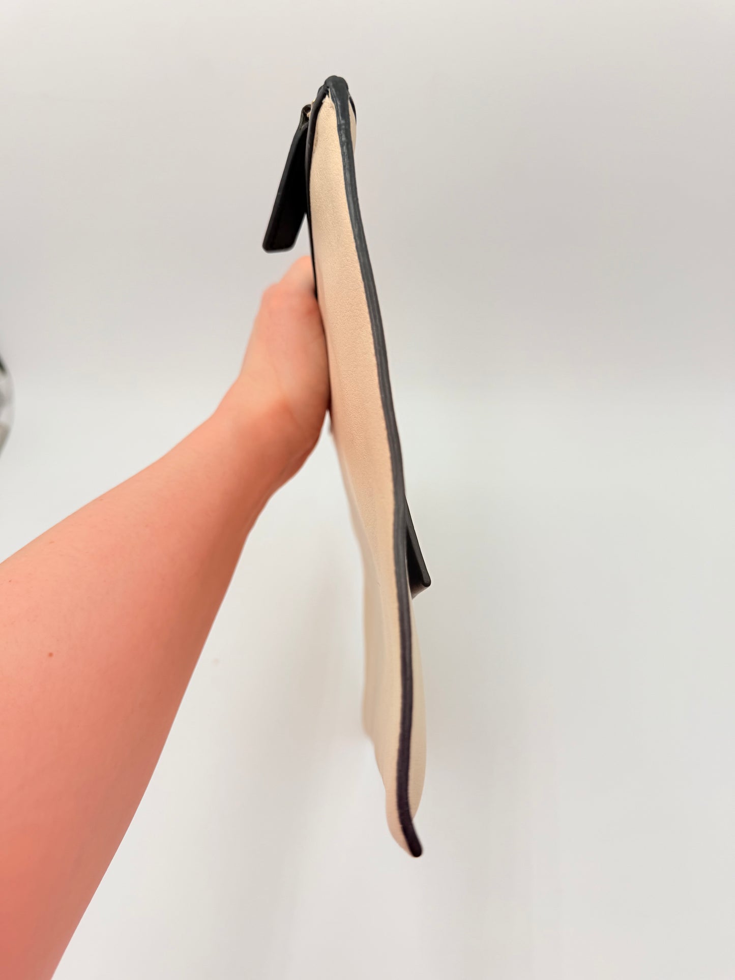 Clutch Luxury Designer By Chloe In Black & Cream, Size:Large