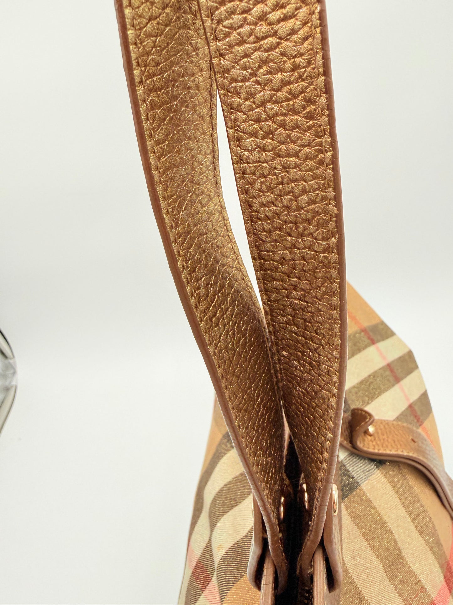 Handbag Luxury Designer By Burberry In Plaid Pattern, Size:Medium
