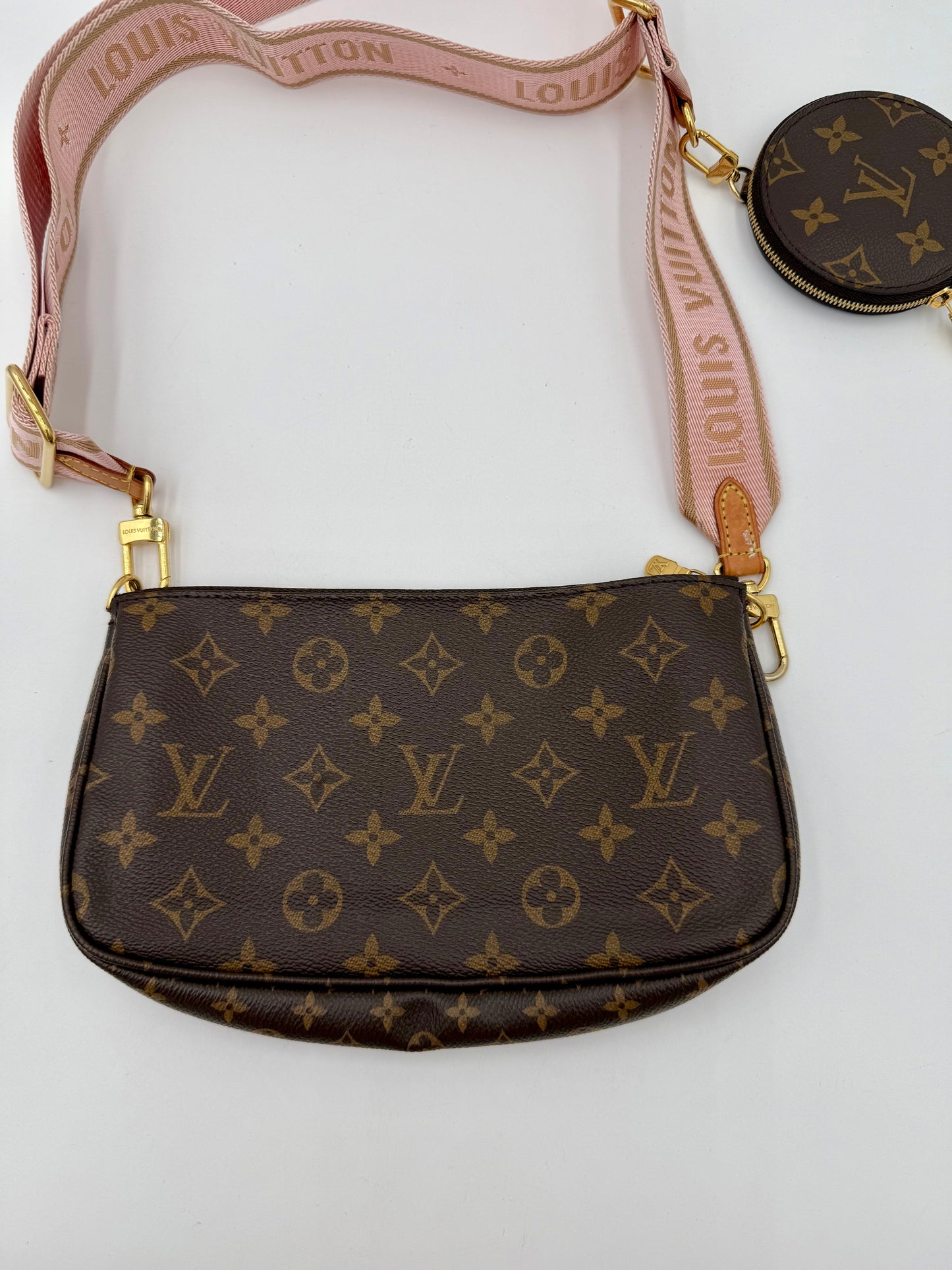 Crossbody Luxury Designer By Louis Vuitton In Brown & Pink, Size:Medium