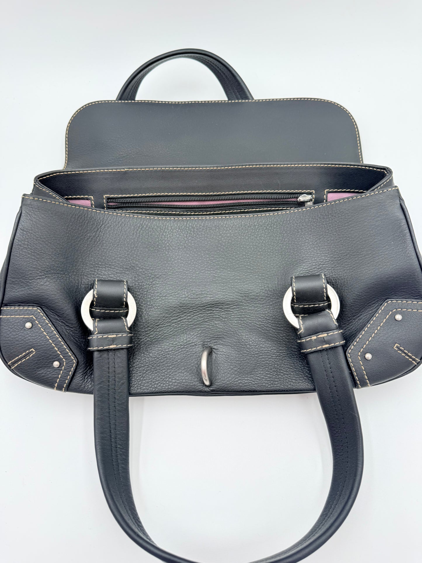 Handbag Leather By Bally, Size: Large