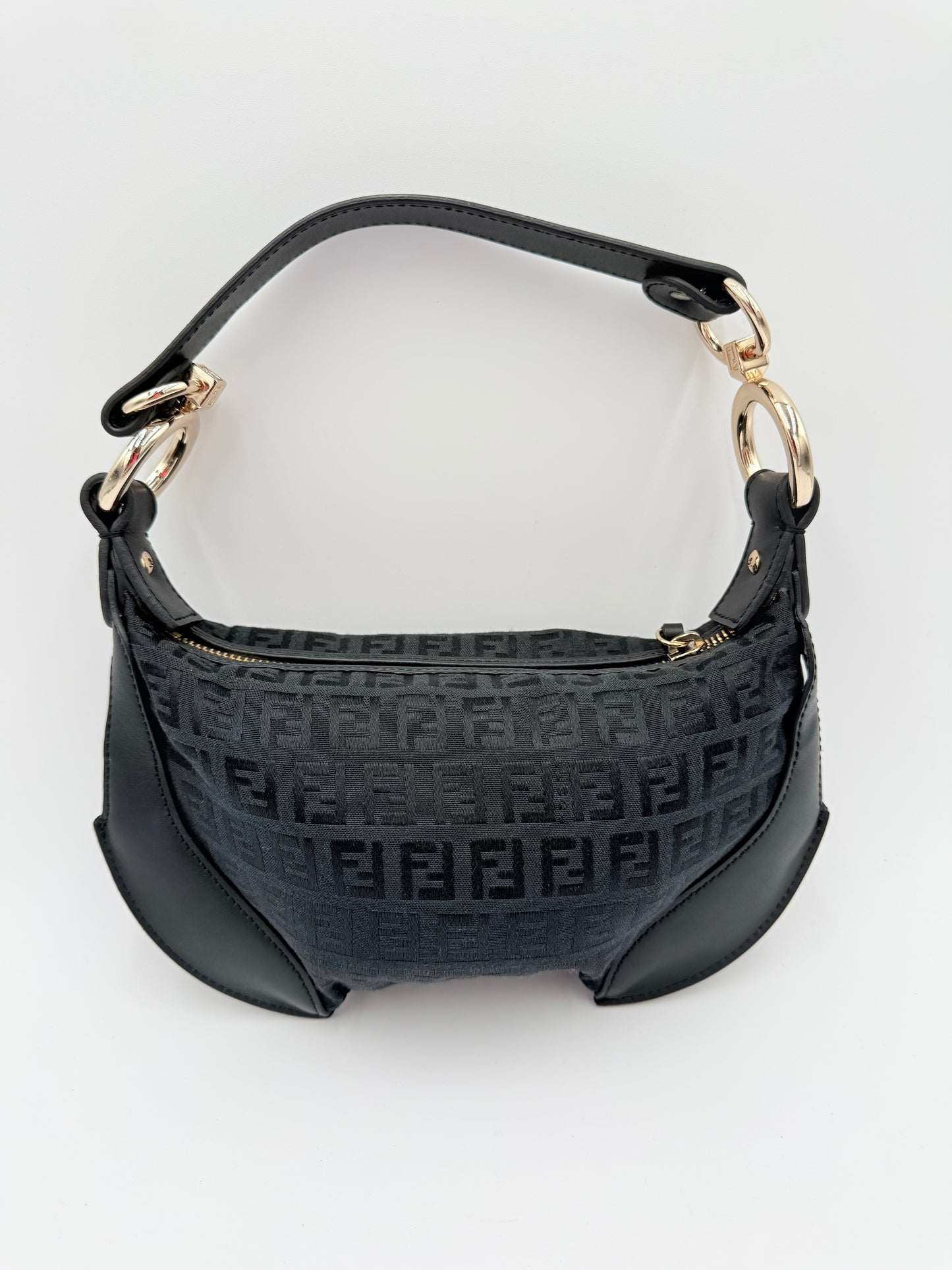 Handbag Luxury Designer By Fendi In Black, Size:Small