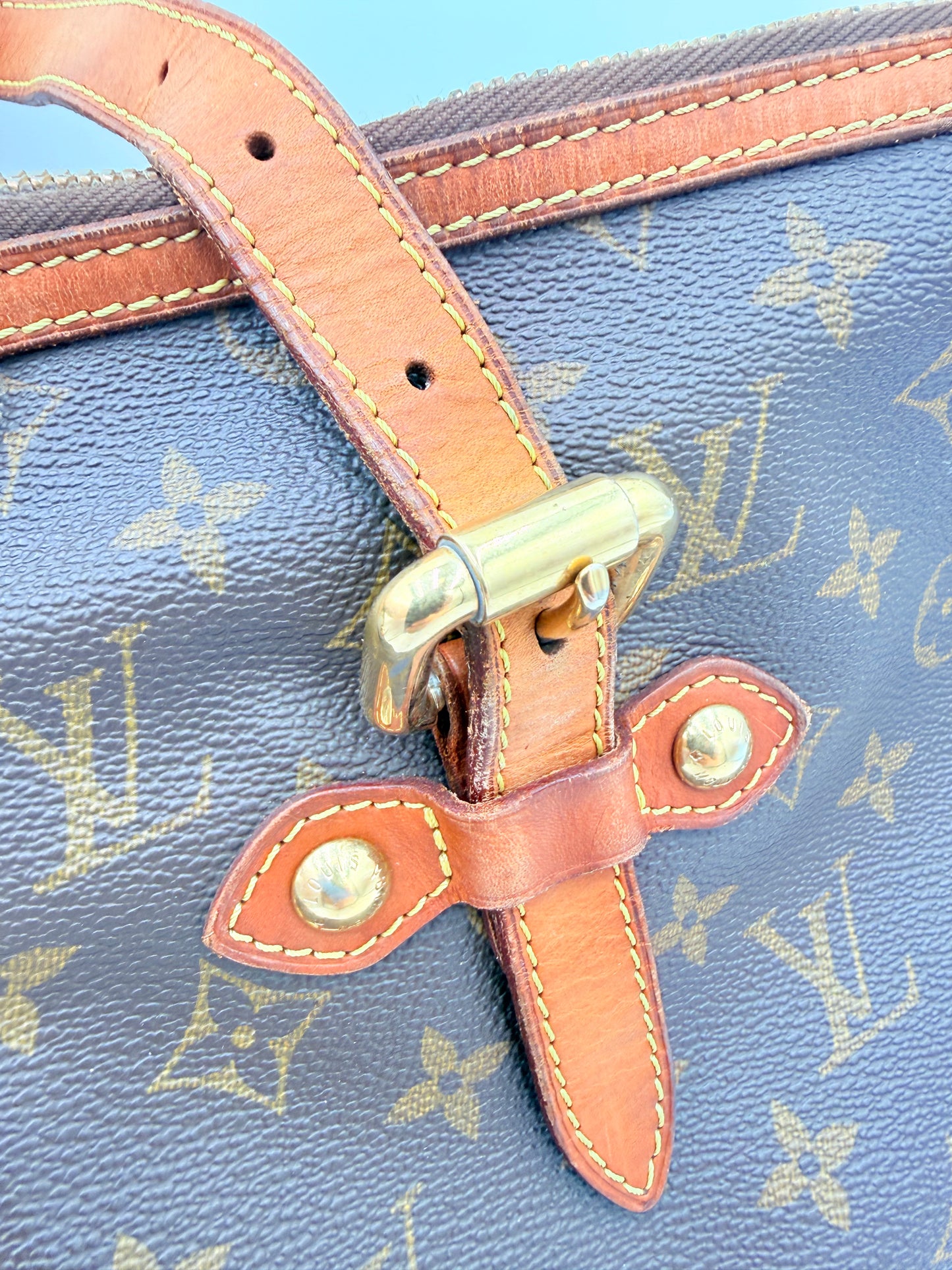 Tote Luxury Designer By Louis Vuitton In Brown & Tan, Size:Medium