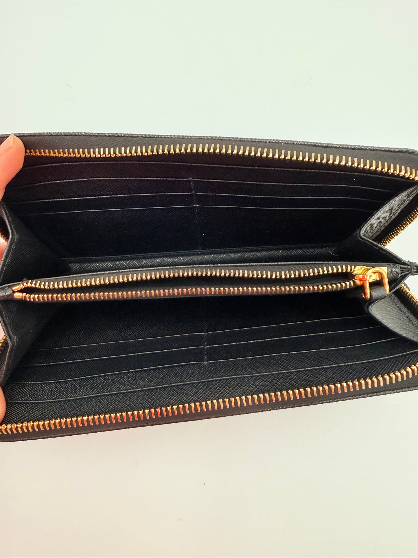 Wallet Luxury Designer By Prada In Black, Size:Medium