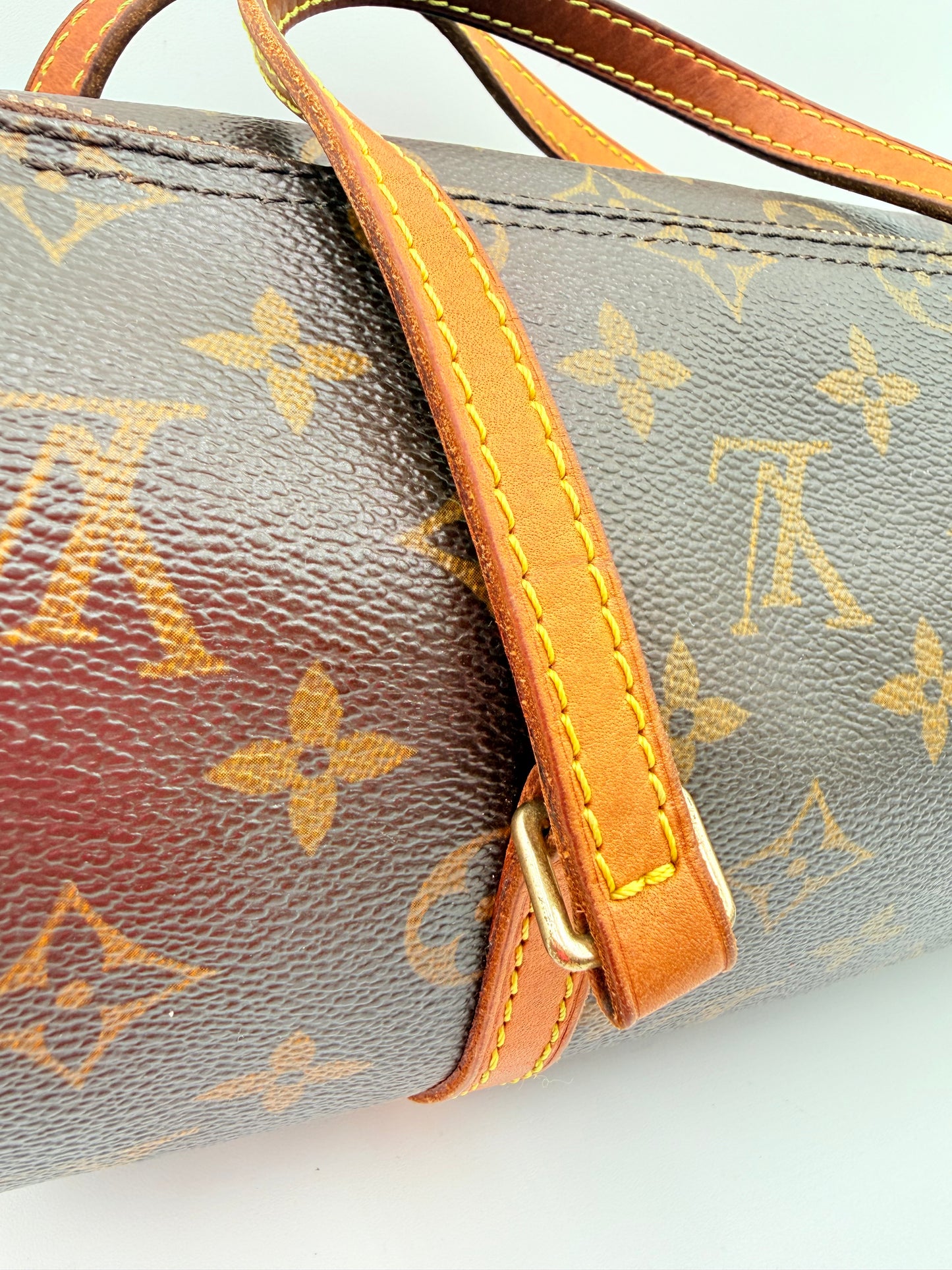 Handbag Luxury Designer By Louis Vuitton In Brown & Gold, Size:Medium