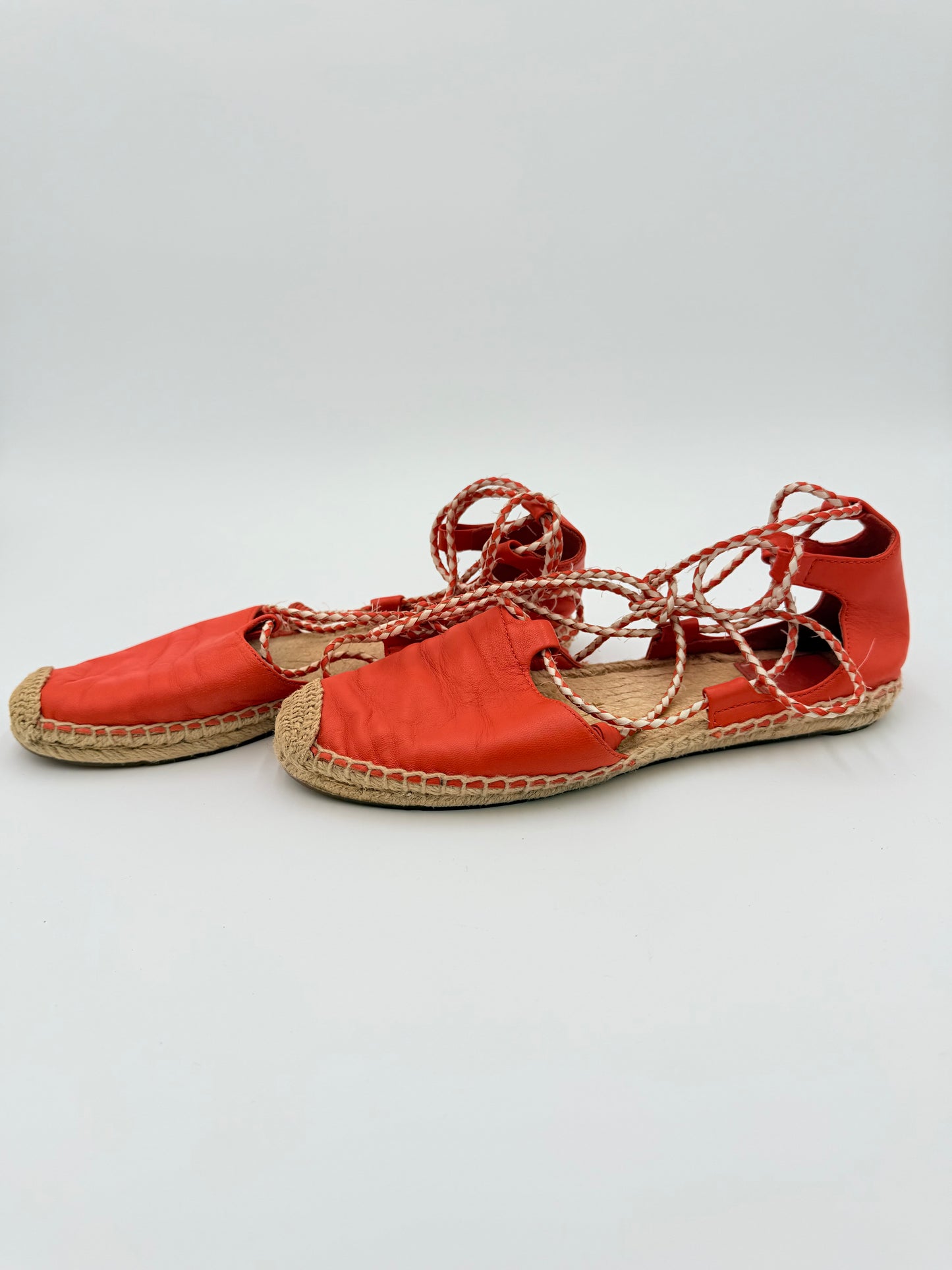 Sandals Designer By Tory Burch In Orange & White, Size:8