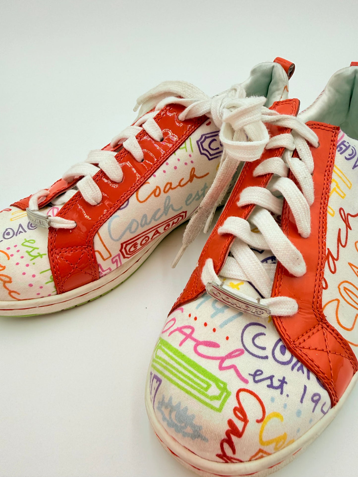 Shoes Designer By Coach In Orange & White, Size:8