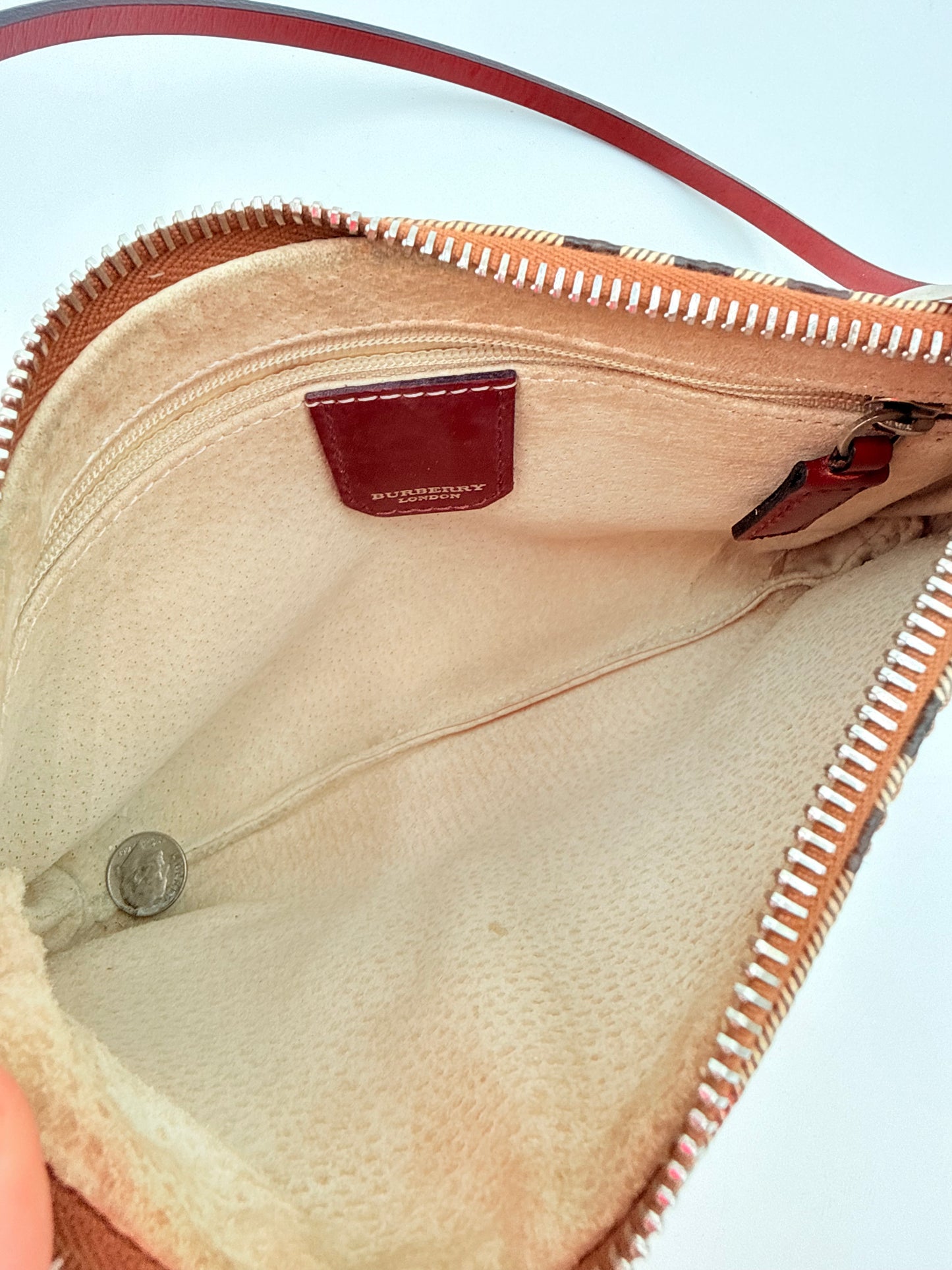 Handbag Luxury Designer By Burberry In Plaid Pattern, Size:Small