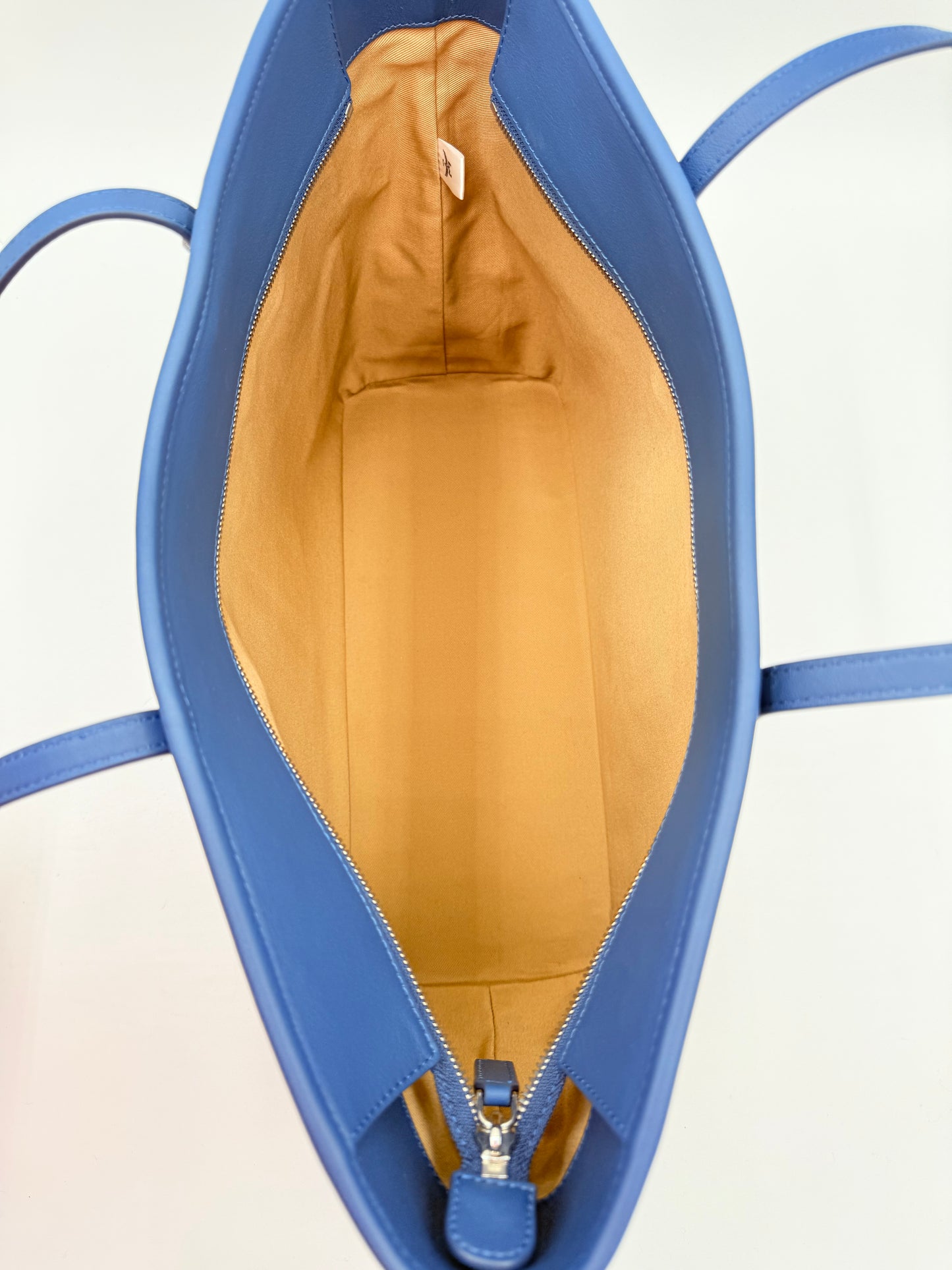 Handbag Luxury Designer By Mcm In Blue & White, Size:Large