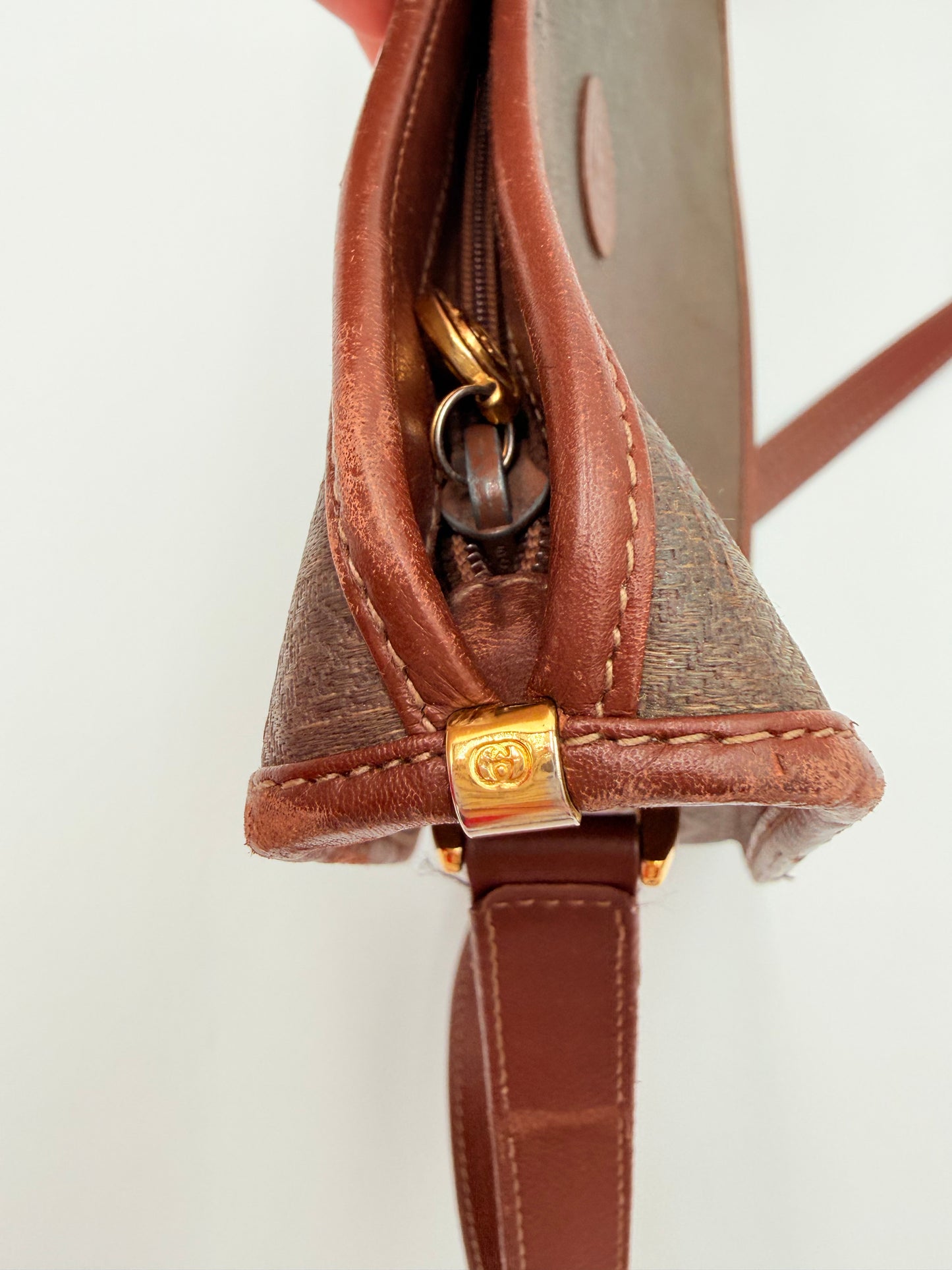 Crossbody Luxury Designer By Gucci In Brown & Green, Size:Medium