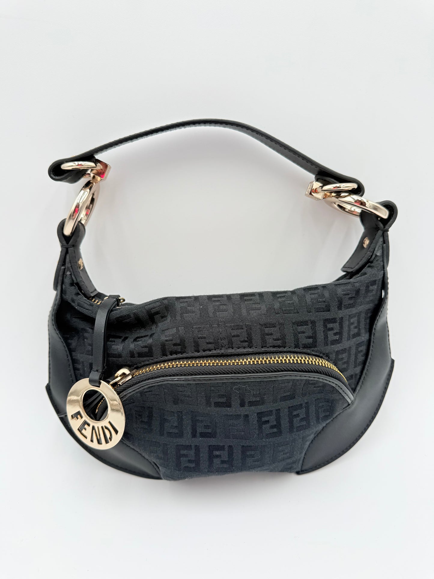Handbag Luxury Designer By Fendi In Black, Size:Small