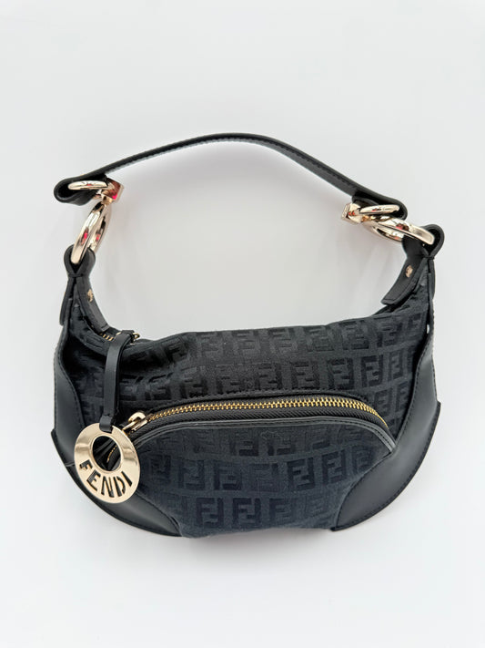 Handbag Luxury Designer By Fendi In Black, Size:Small