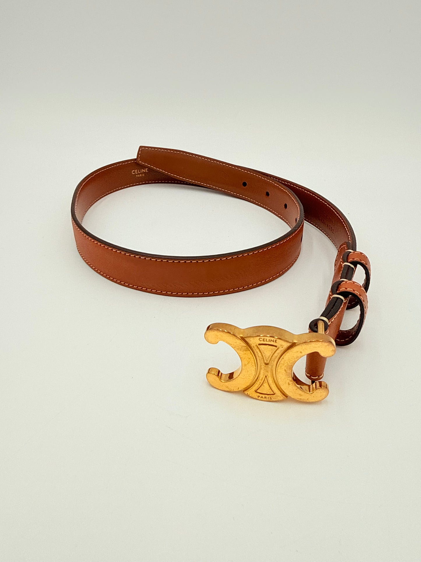 Belt Luxury Designer By Celine In Brown, Size: XS