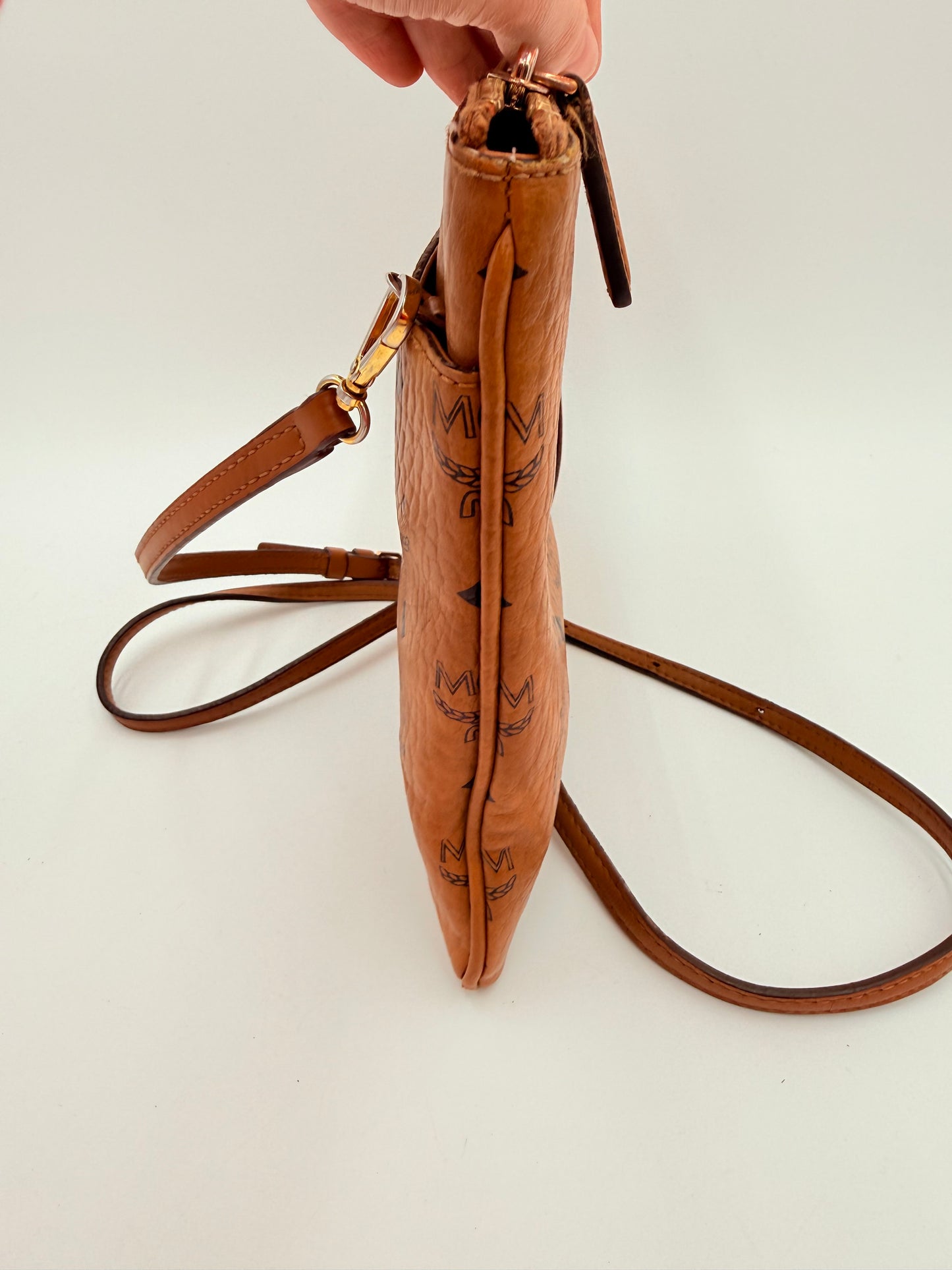Crossbody Luxury Designer By Mcm In Tan, Size:Medium