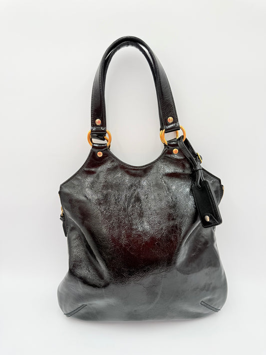 Handbag Luxury Designer By Yves Saint Laurent In Black, Size:Medium