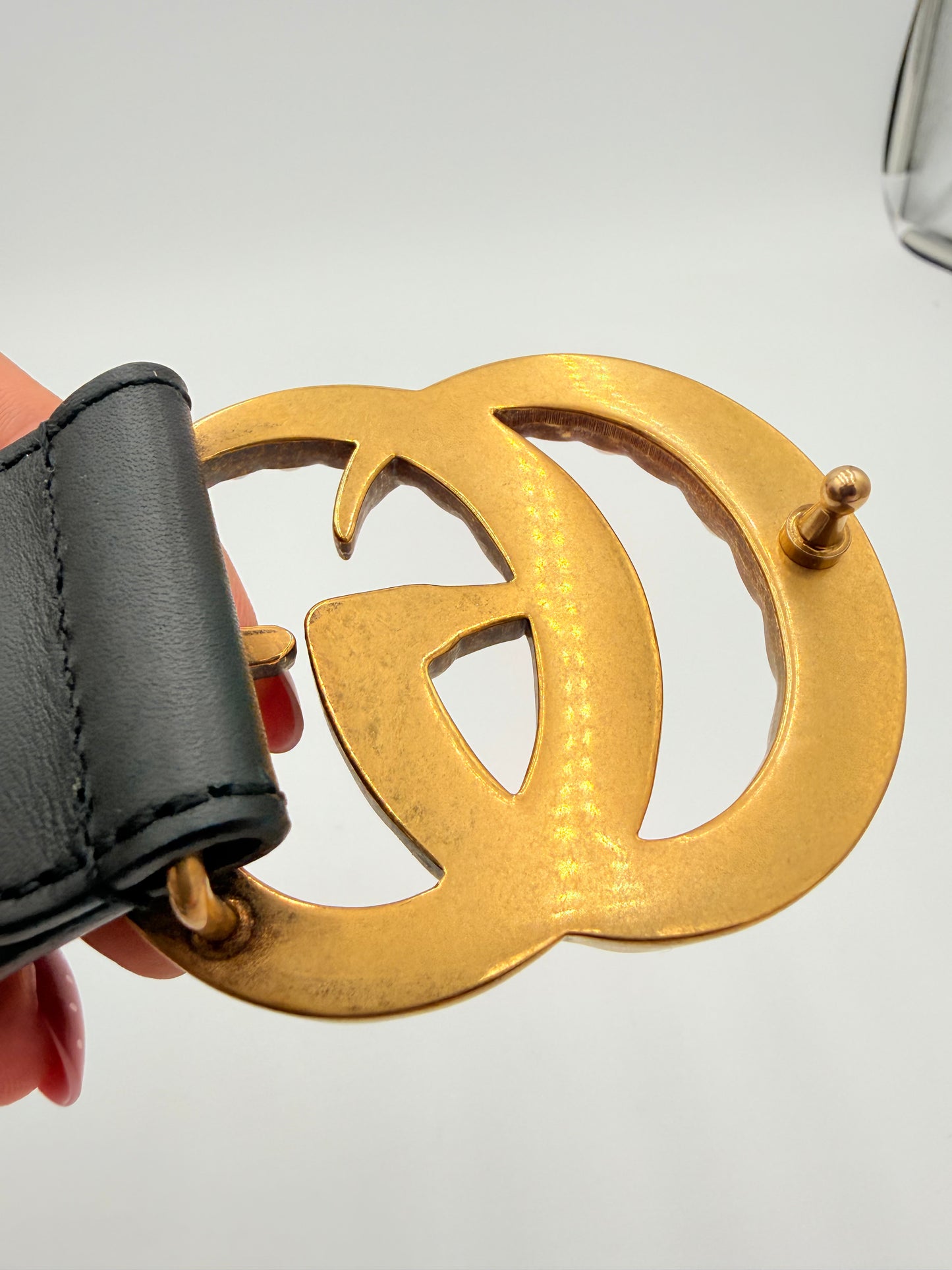 Belt Luxury Designer By Gucci In Black & Gold