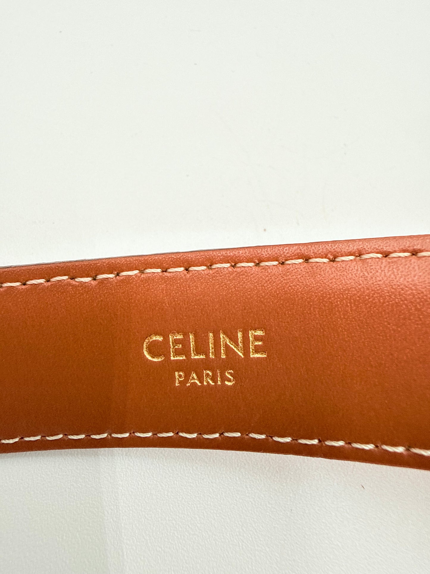 Belt Luxury Designer By Celine In Brown, Size: XS