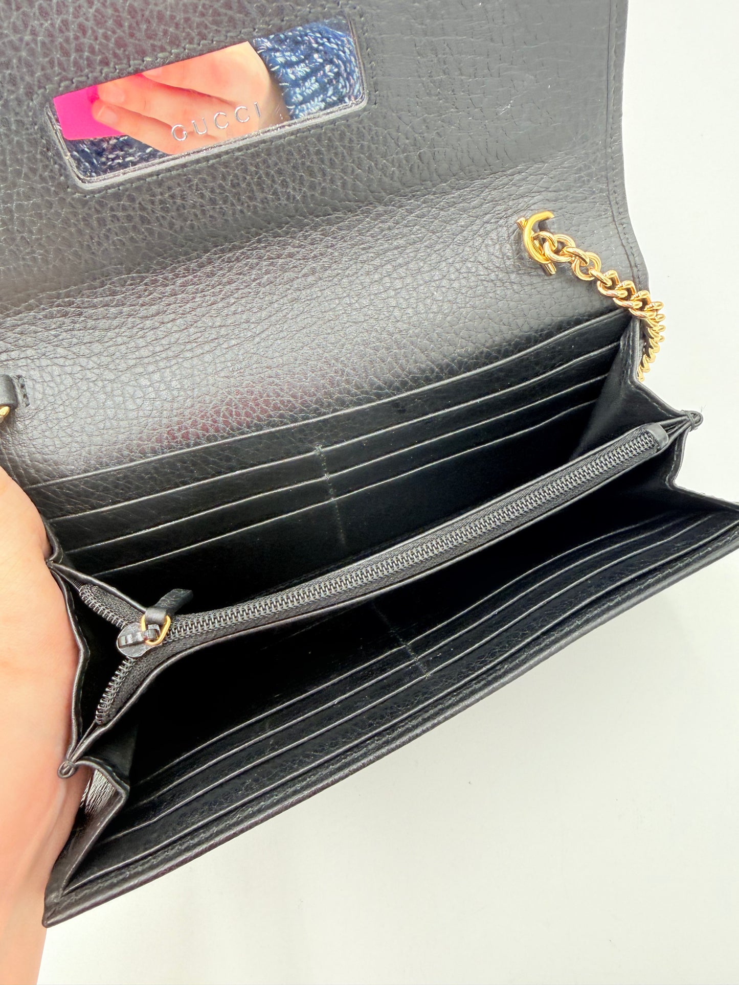 Crossbody Luxury Designer By Gucci In Black & Gold, Size:Medium