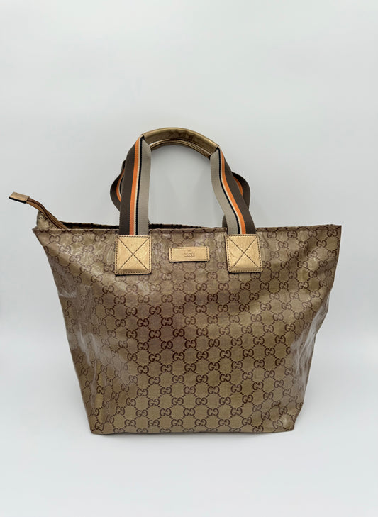 Tote Luxury Designer By Gucci In Gold, Size:Large
