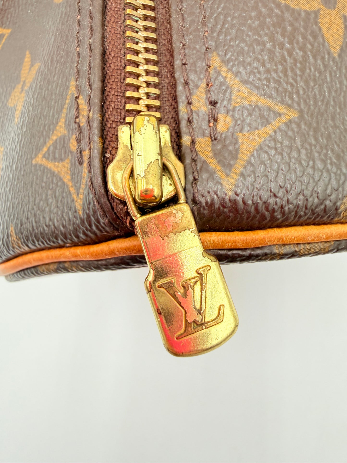 Handbag Luxury Designer By Louis Vuitton In Brown & Gold, Size:Medium