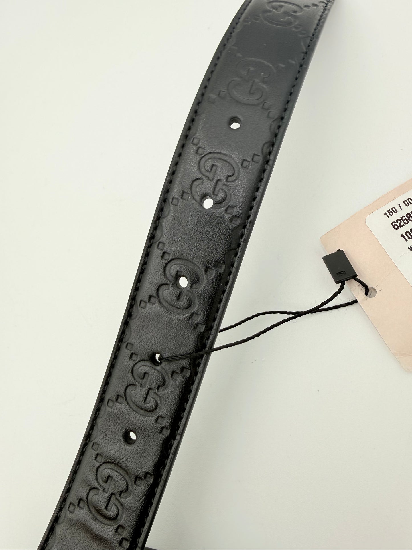 Belt Luxury Designer By Gucci In Black & Silver, Size: