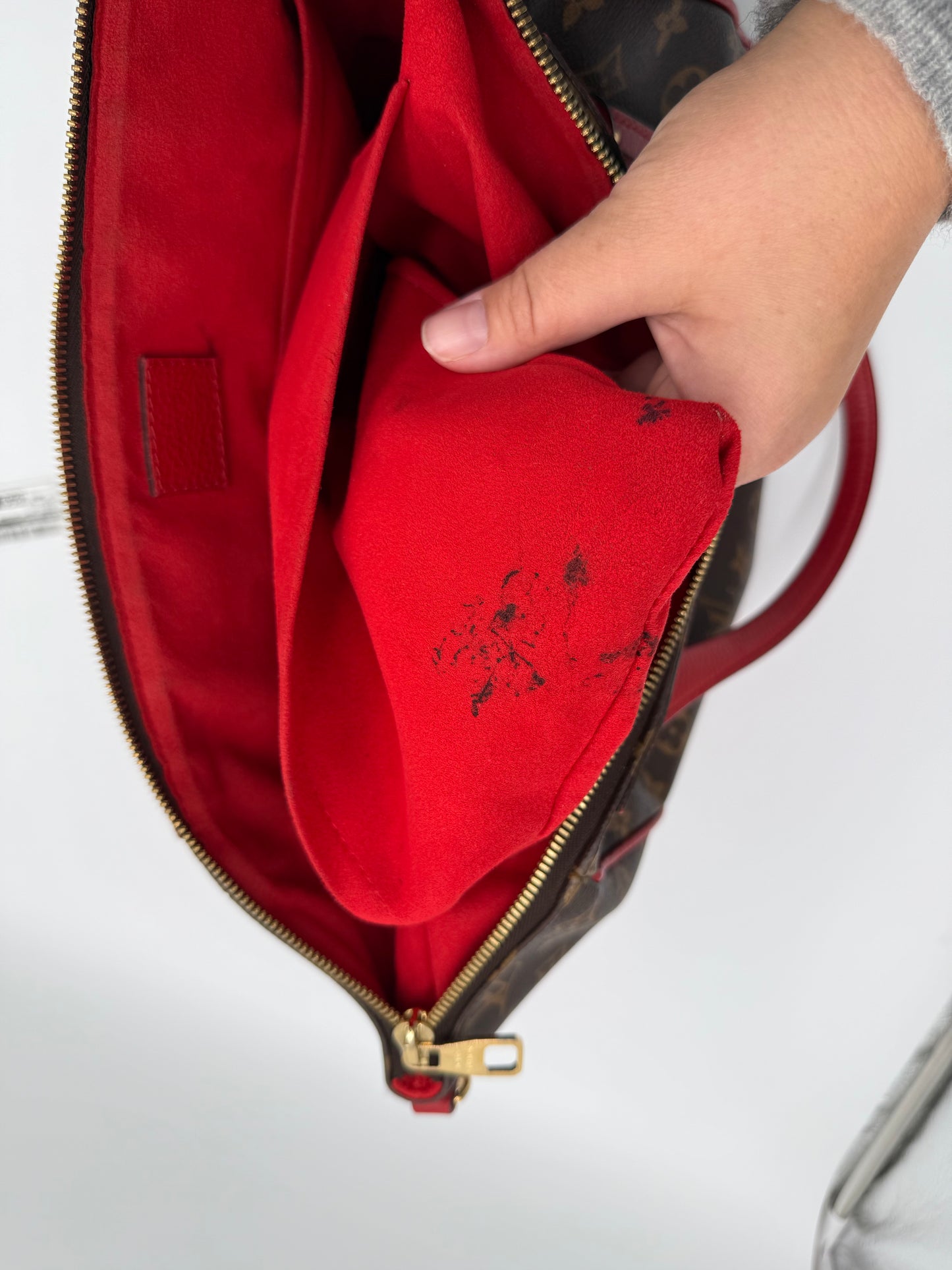Handbag Luxury Designer By Louis Vuitton In Brown & Red, Size:Large