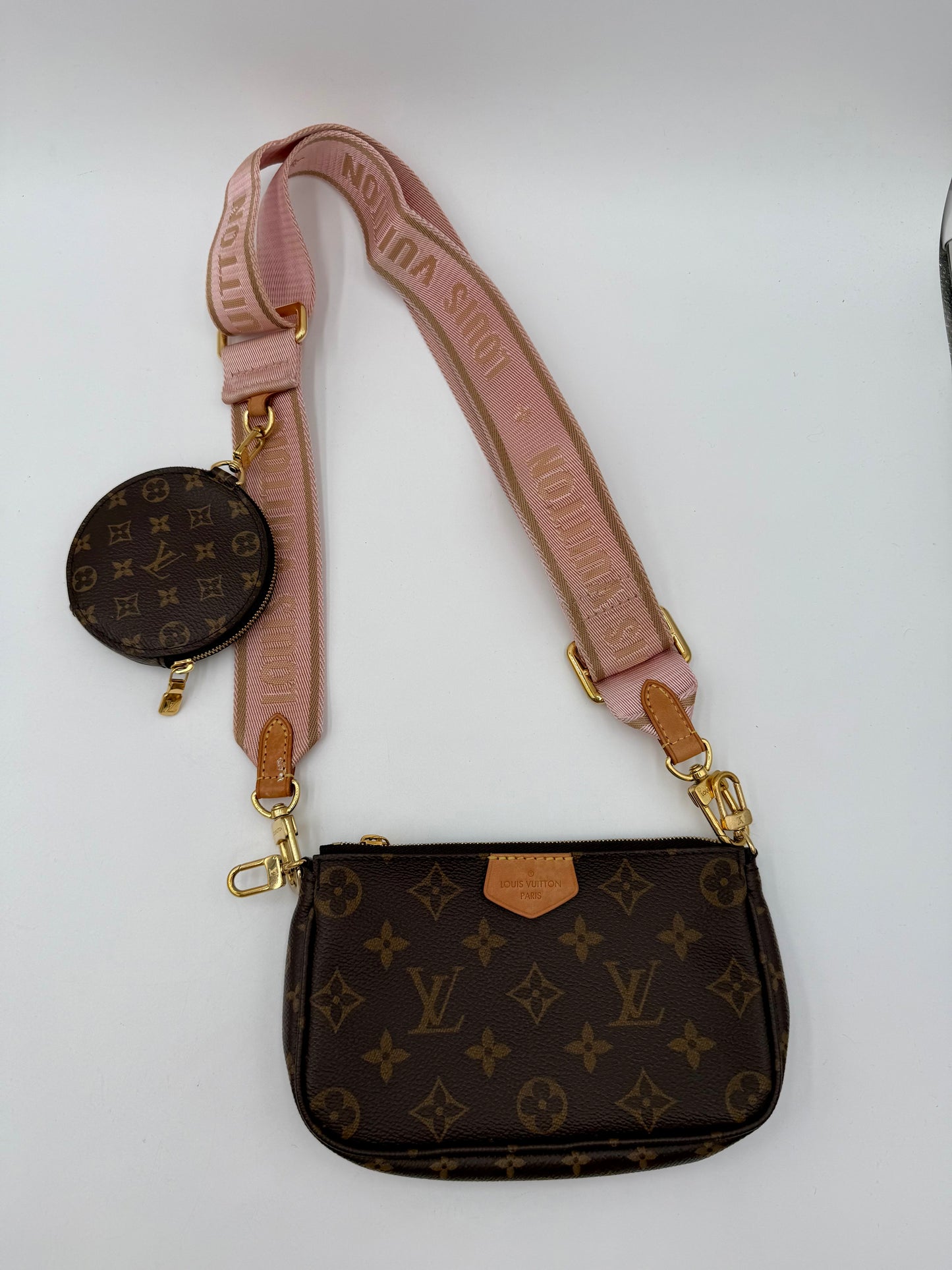 Crossbody Luxury Designer By Louis Vuitton In Brown & Pink, Size:Medium