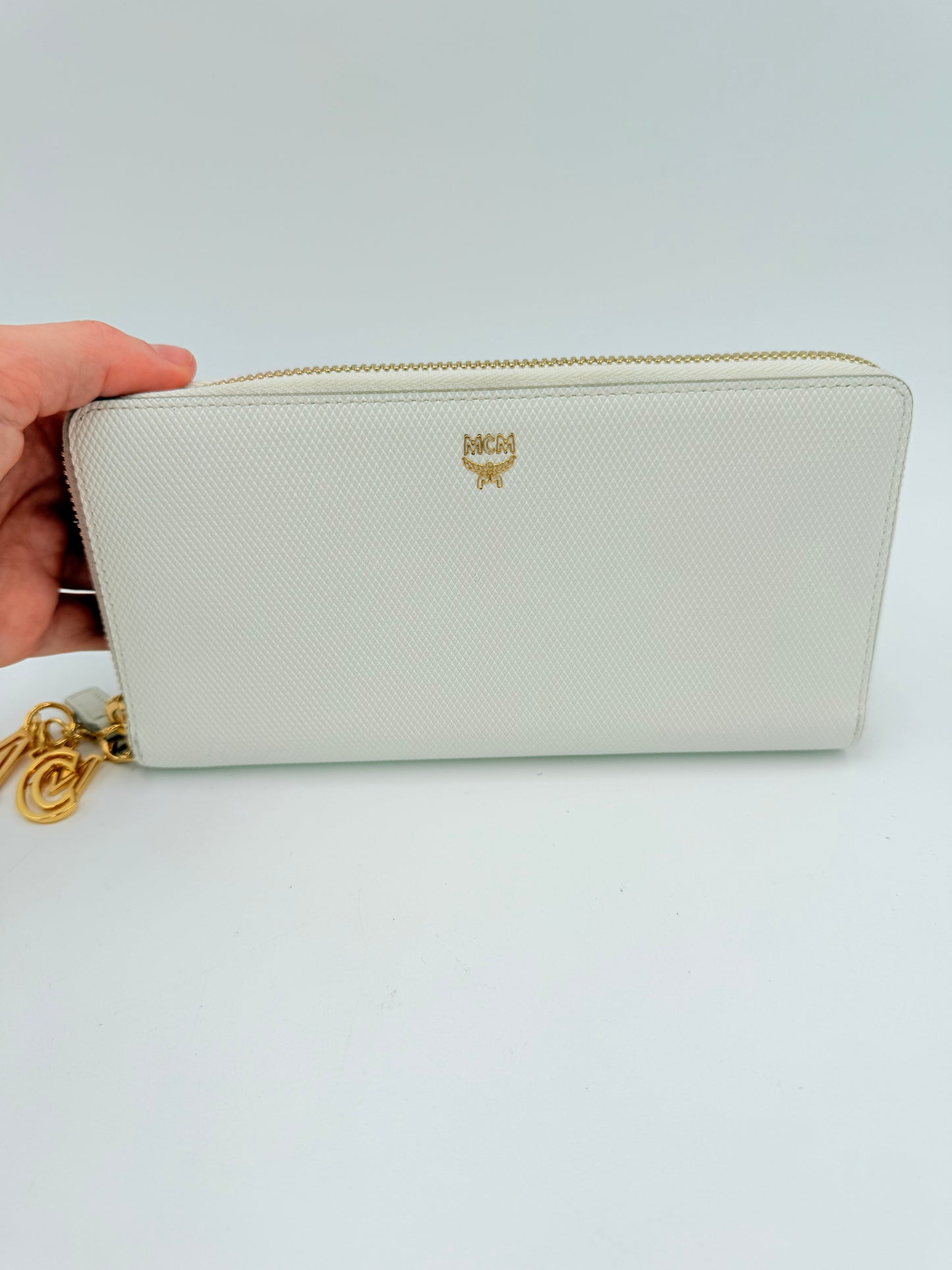 Wallet Luxury Designer By Mcm In White, Size:Large