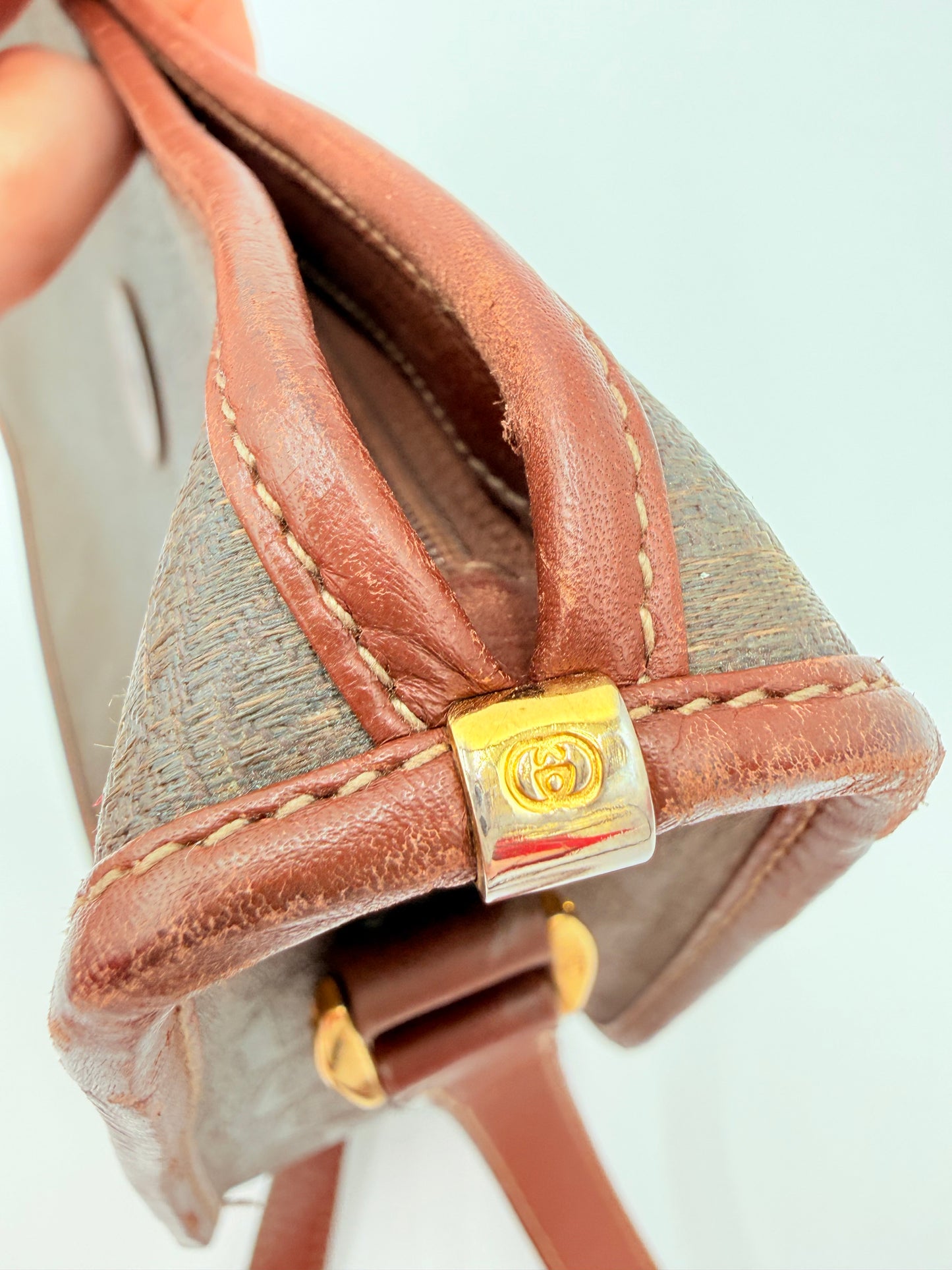 Crossbody Luxury Designer By Gucci In Brown & Green, Size:Medium