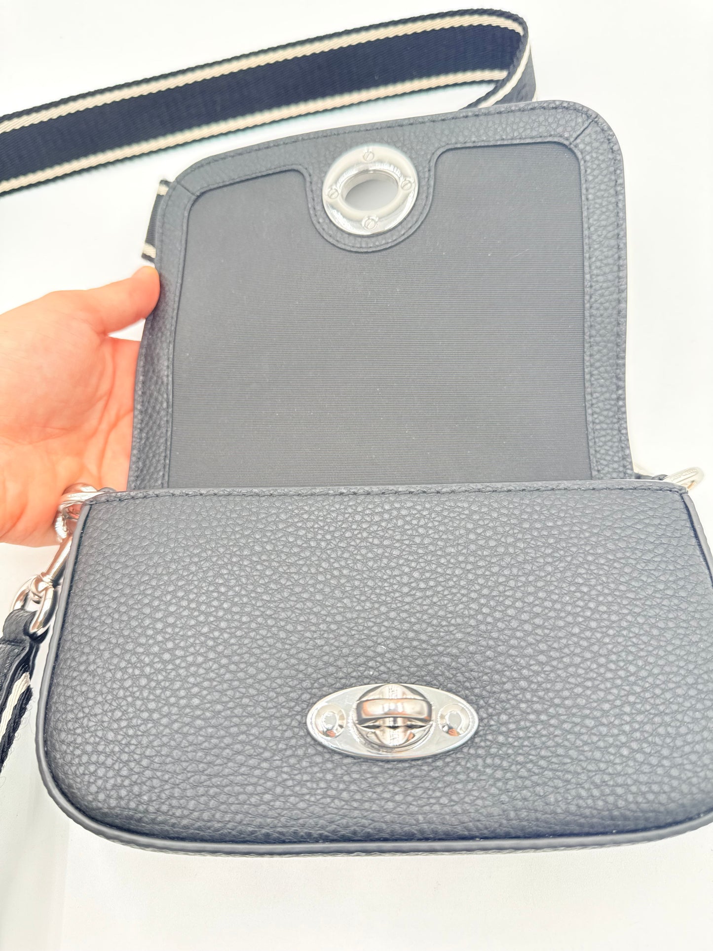 Crossbody Luxury Designer By Marc Jacobs In Black & Silver, Size:Small