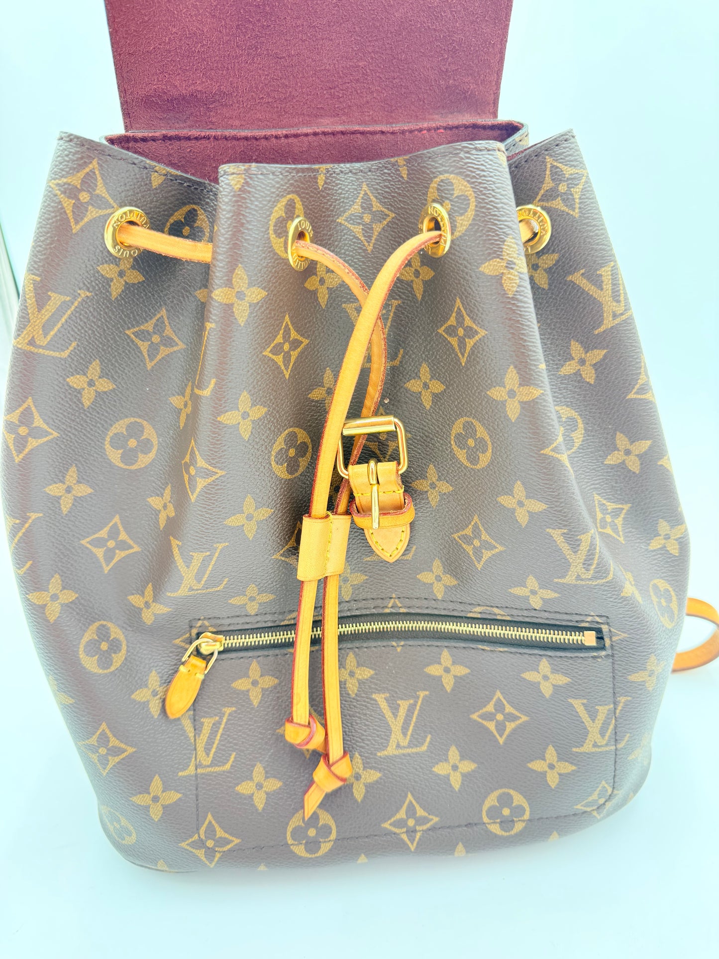 Backpack Luxury Designer By Louis Vuitton In Brown, Size:Medium