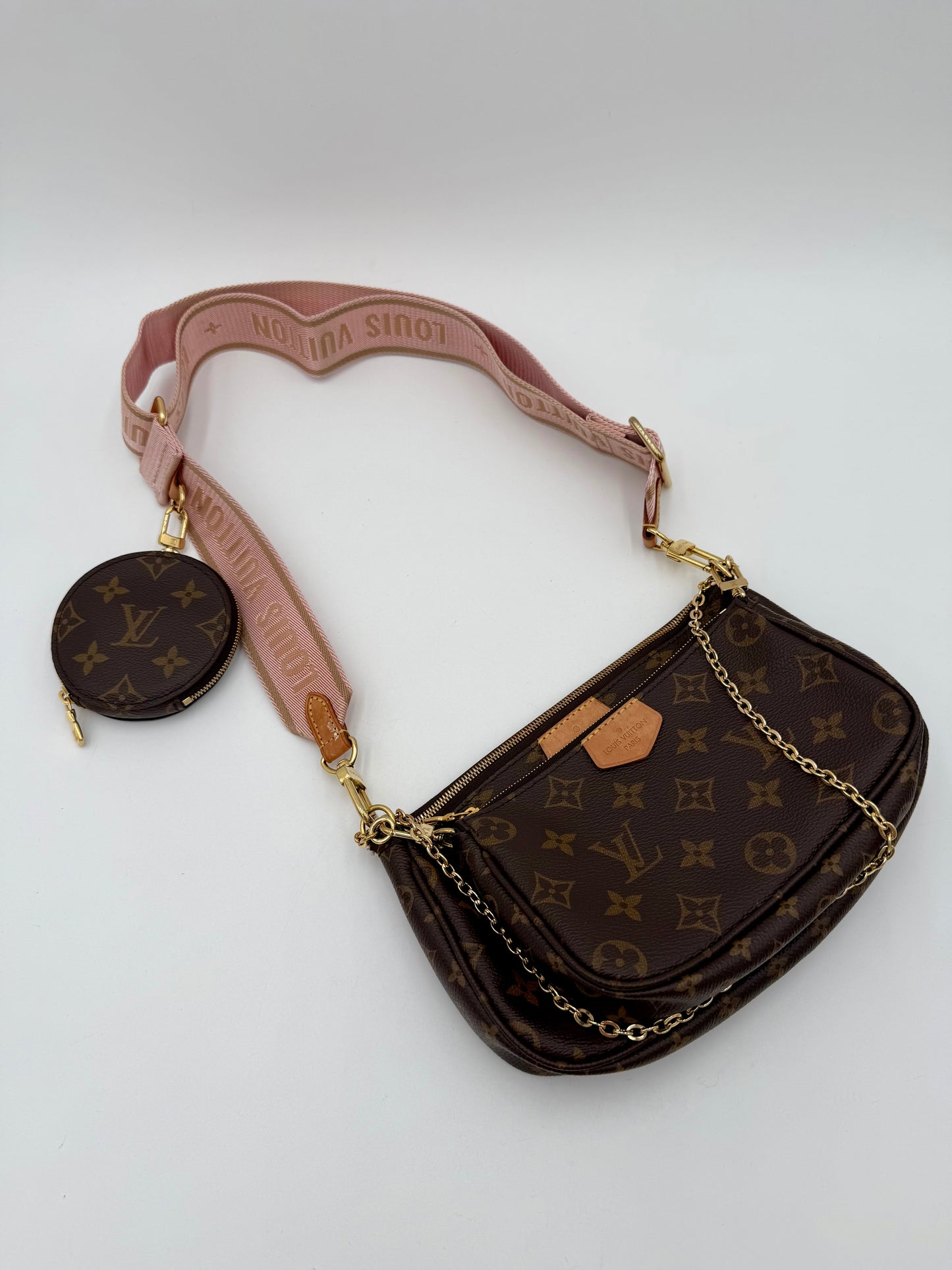 Crossbody Luxury Designer By Louis Vuitton In Brown & Pink, Size:Medium
