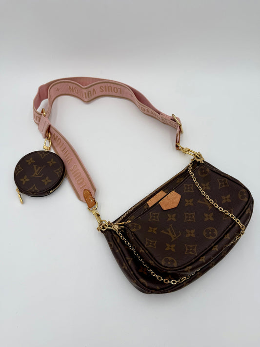 Crossbody Luxury Designer By Louis Vuitton In Brown & Pink, Size:Medium
