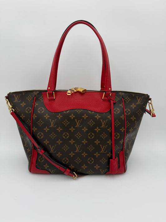 Handbag Luxury Designer By Louis Vuitton In Brown & Red, Size:Large