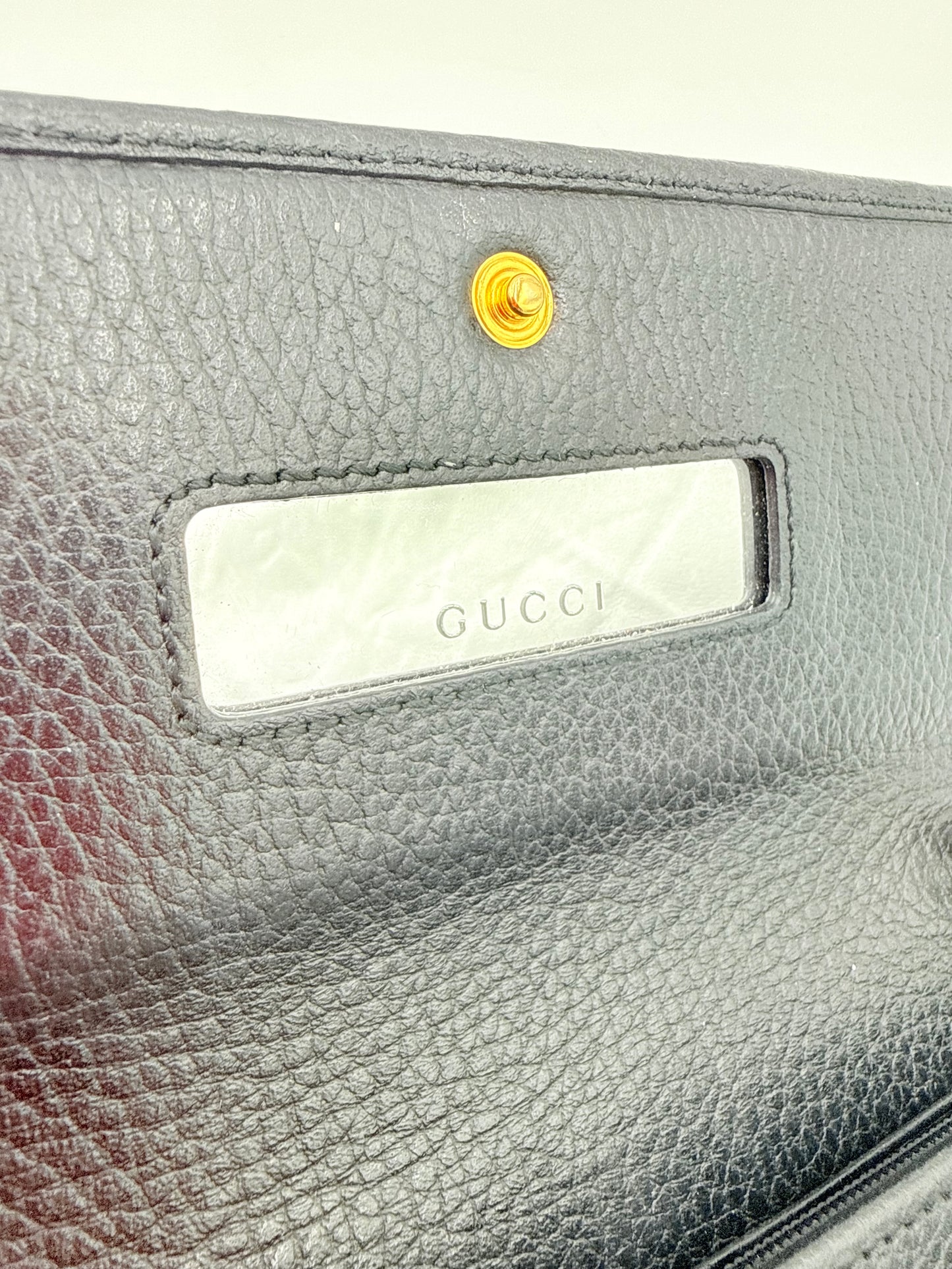 Crossbody Luxury Designer By Gucci In Black & Gold, Size:Medium