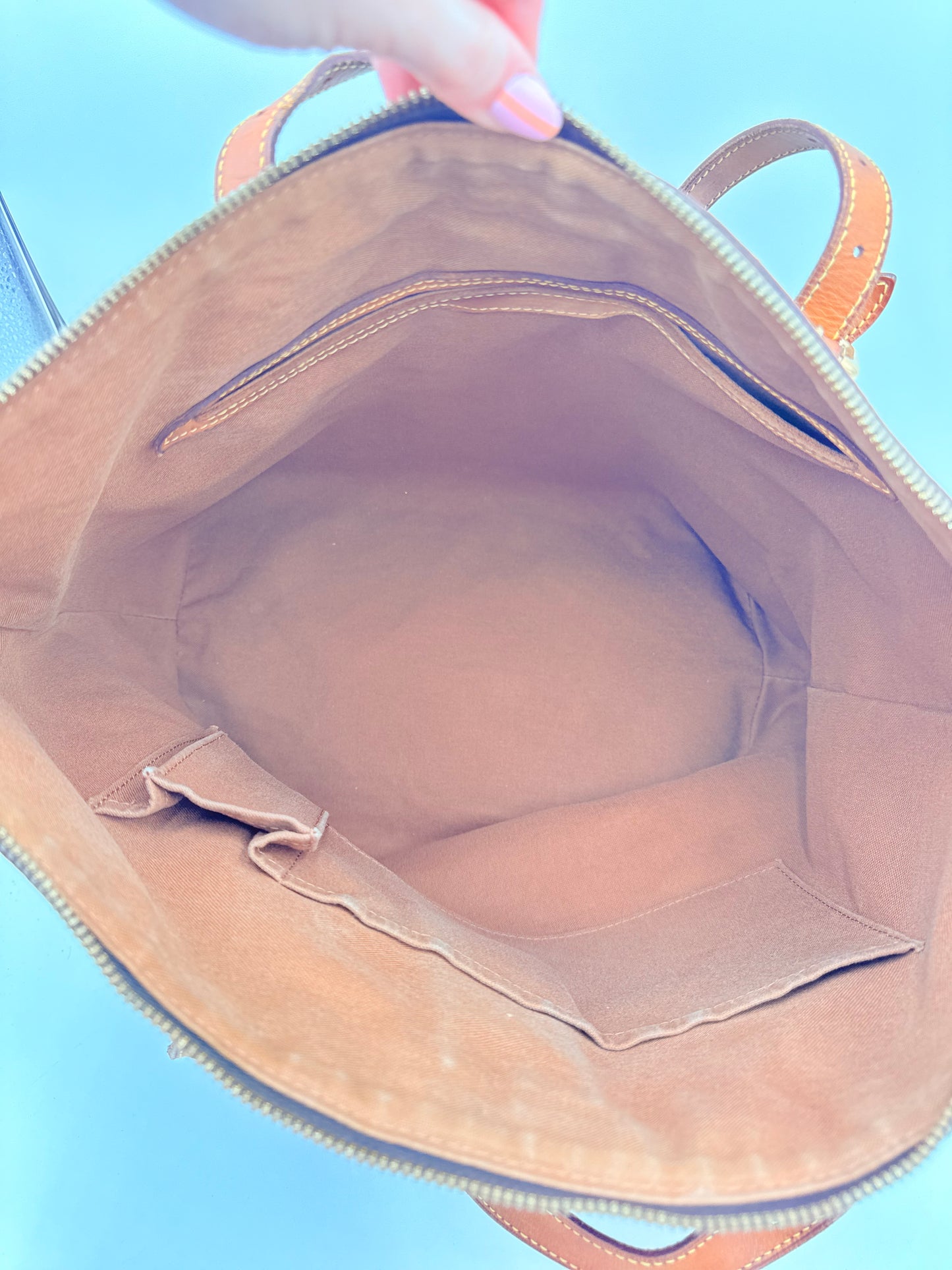 Tote Luxury Designer By Louis Vuitton In Brown & Tan, Size:Medium