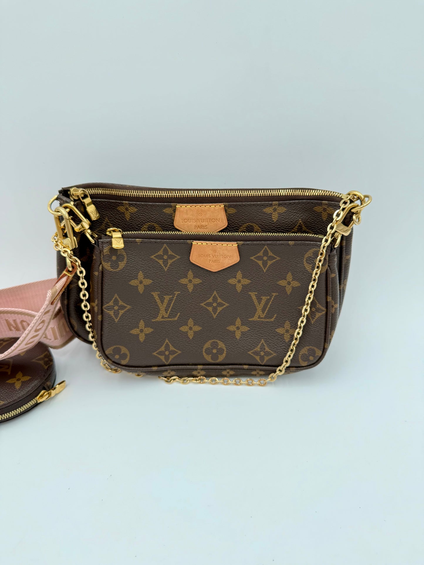 Crossbody Luxury Designer By Louis Vuitton In Brown & Pink, Size:Medium