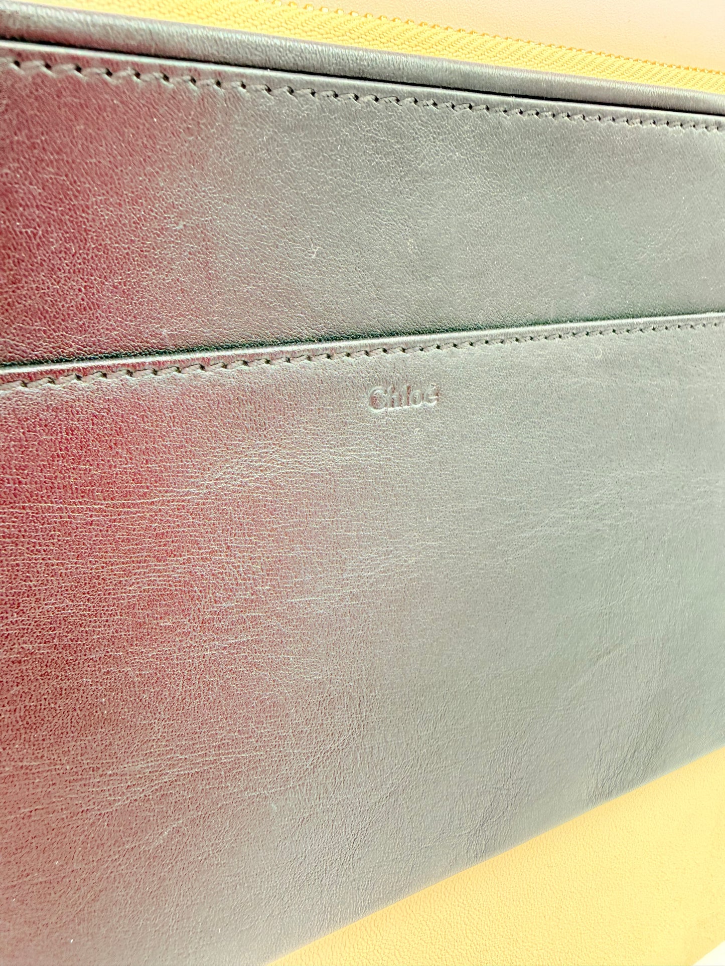 Clutch Luxury Designer By Chloe In Black & Cream, Size:Large