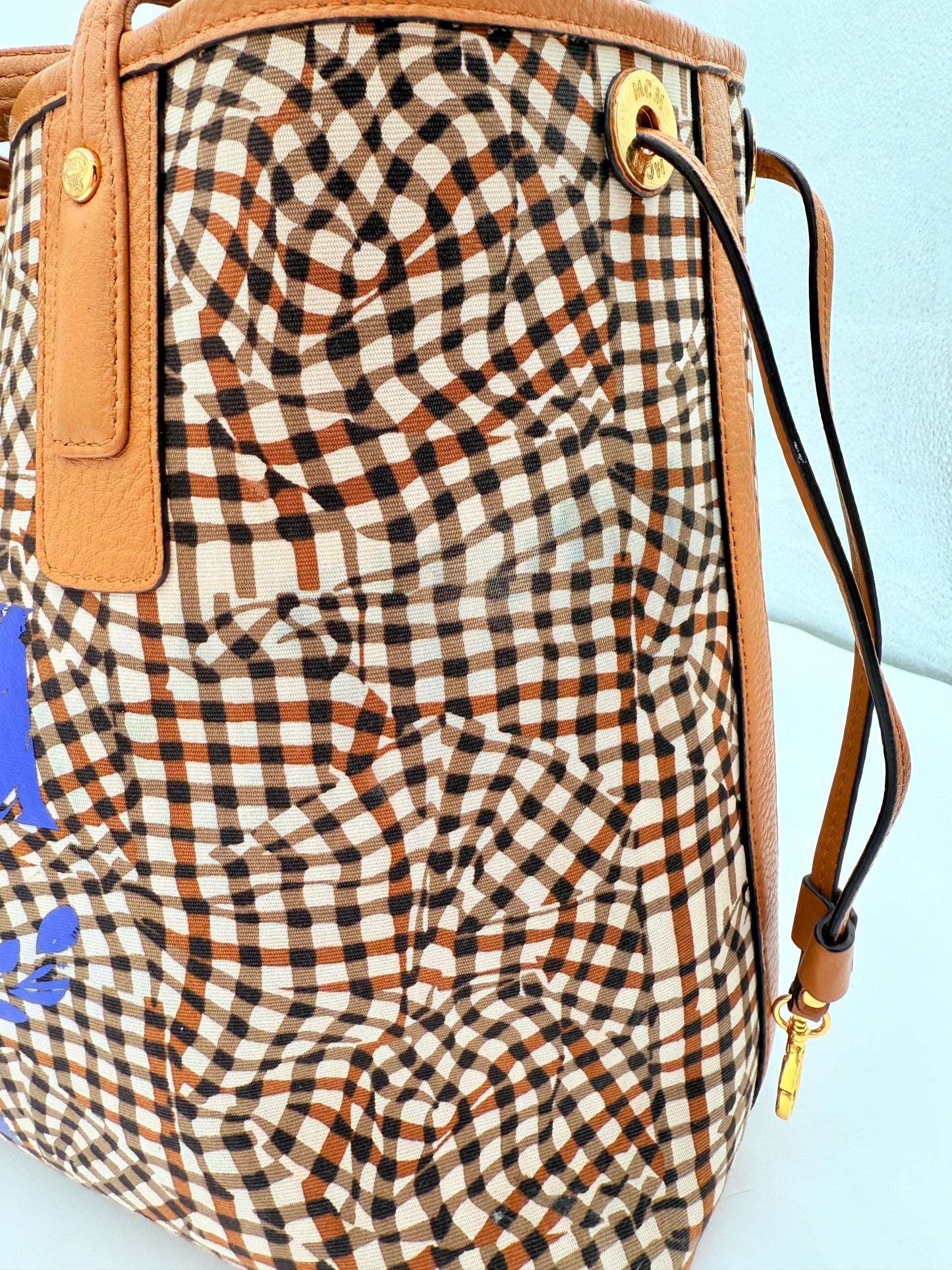 Tote Luxury Designer By Mcm In Tan, Size:Medium