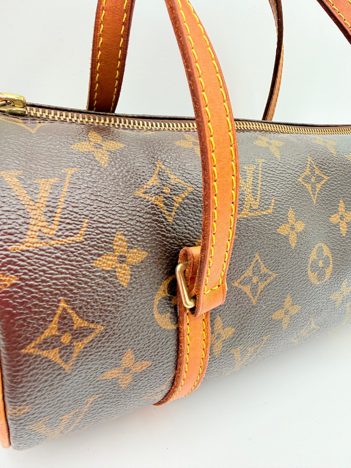 Handbag Luxury Designer By Louis Vuitton In Brown & Gold, Size:Medium