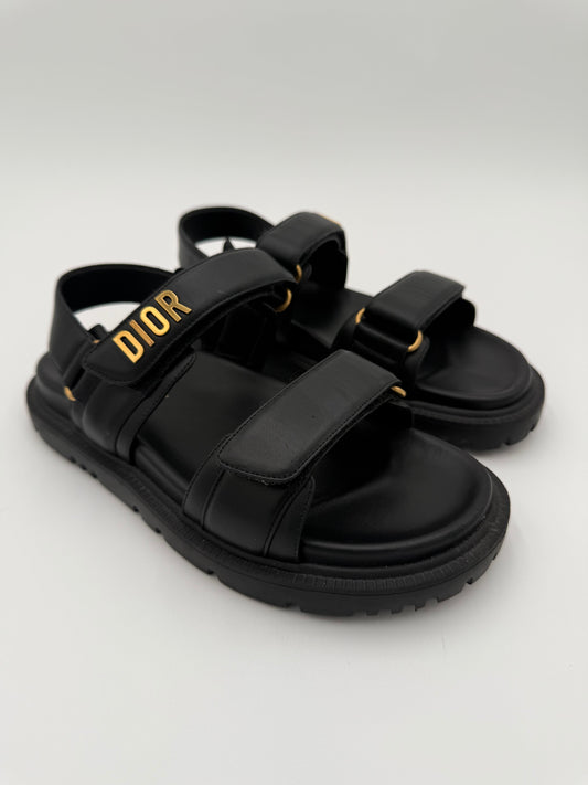Sandals Luxury Designer By Dior In Black, Size:7