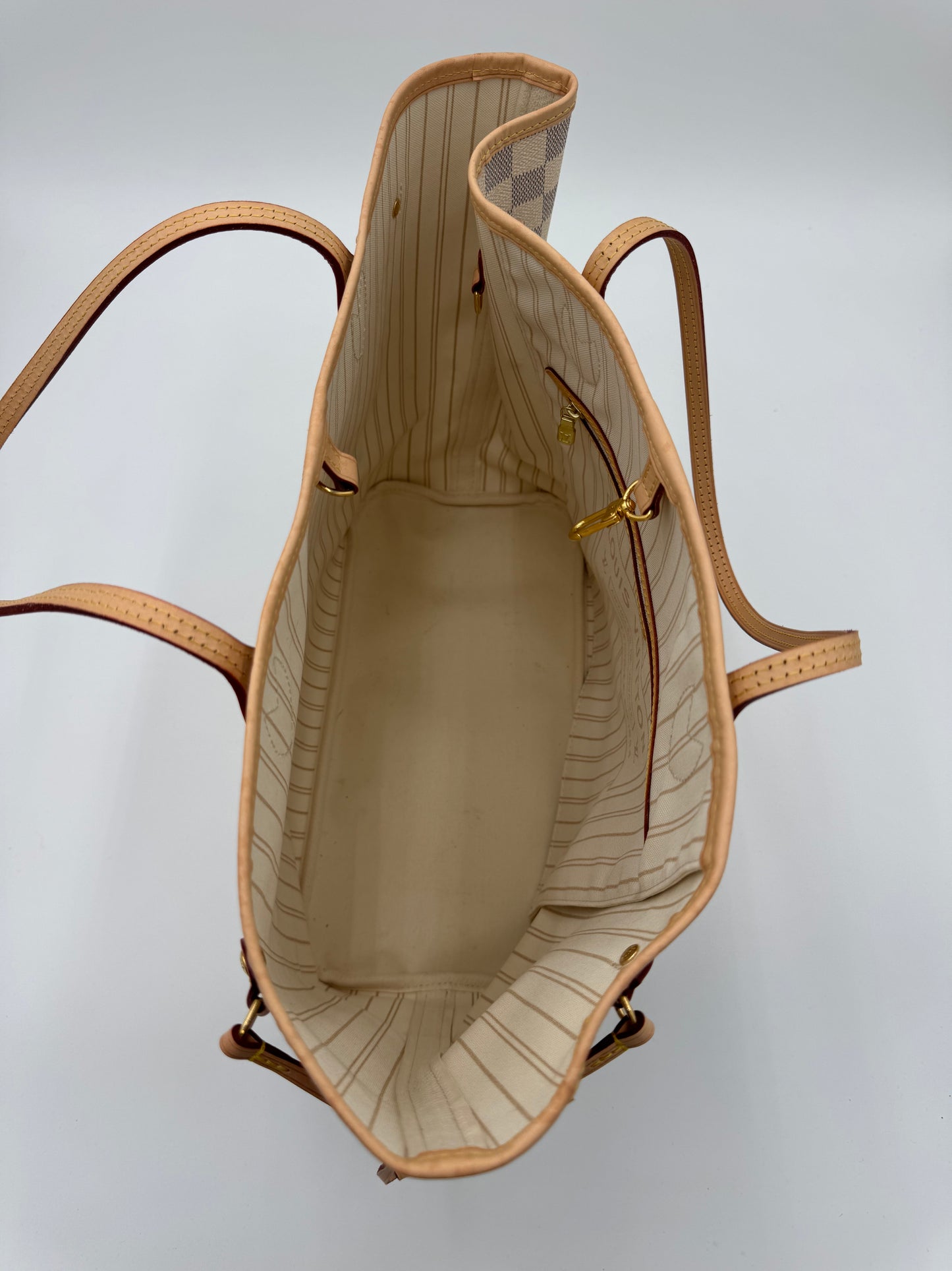 Tote Luxury Designer By Louis Vuitton In Blue & Cream, Size:Medium